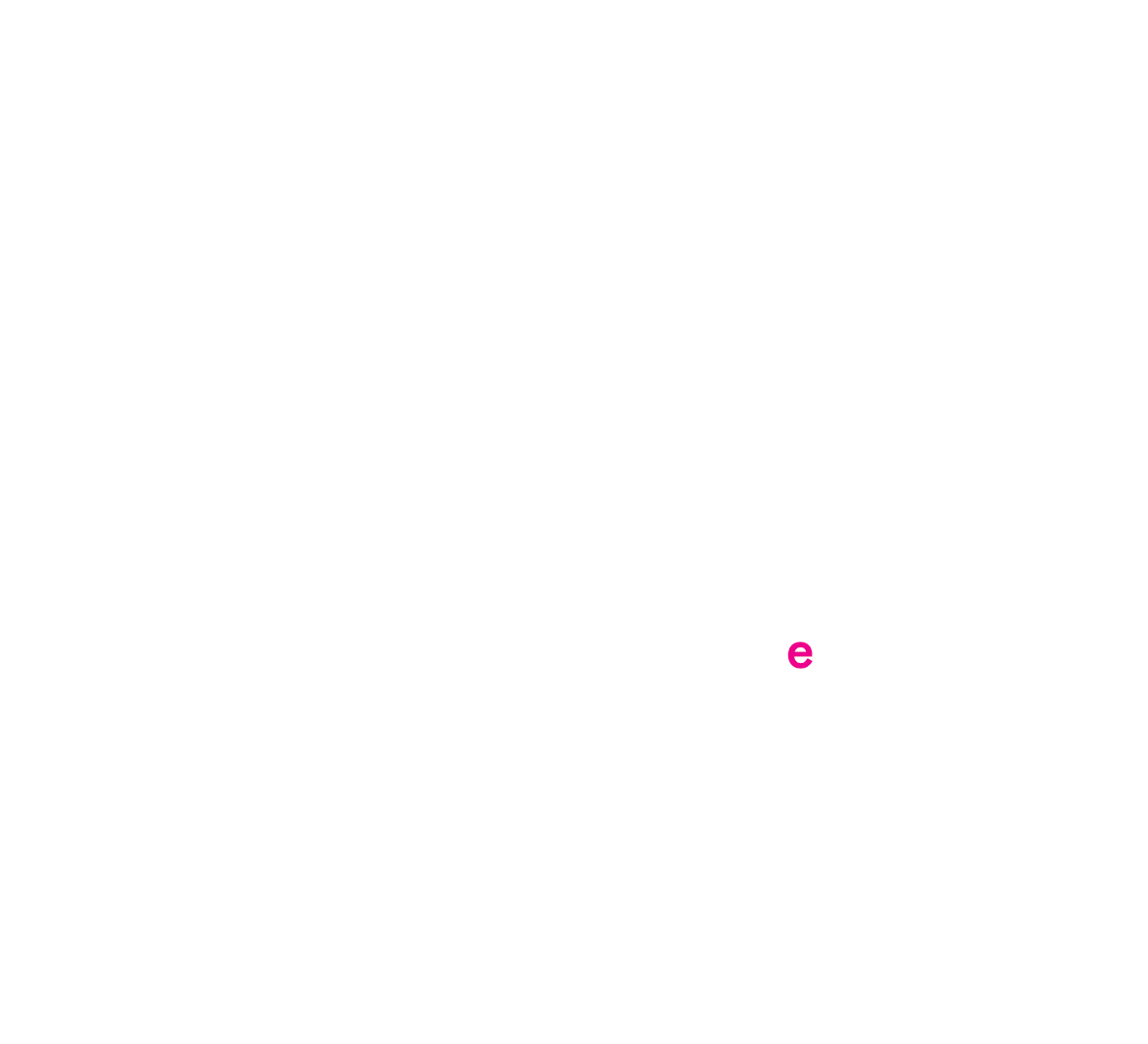 Black background with white concentric curved lines forming a partial circle and a white circle with pink 'e' and black text 'nt' spelling 'enter'.