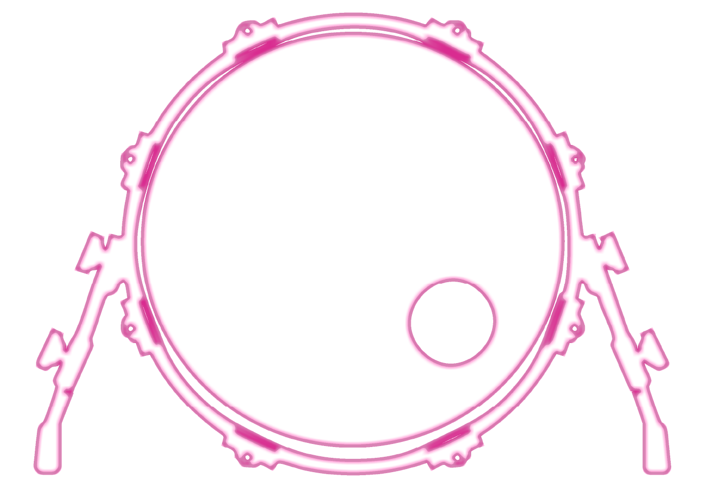 Outline of a pink smoking pipe with a smaller circle inside, set against a transparent background.