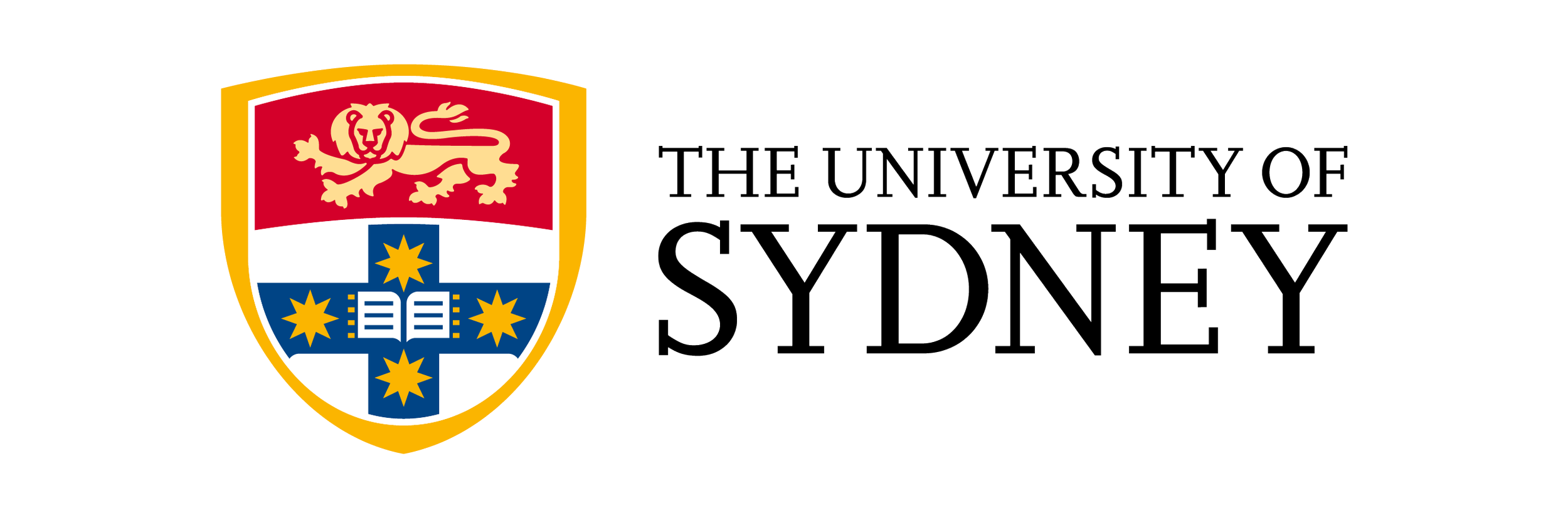 The logo of the University of Sydney featuring a shield with a red lion at the top and a blue cross with stars at the bottom, next to the text 'The University of Sydney'.