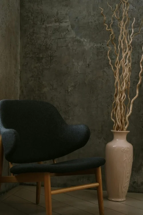 Dark Charcoal Limewash Accent Wall