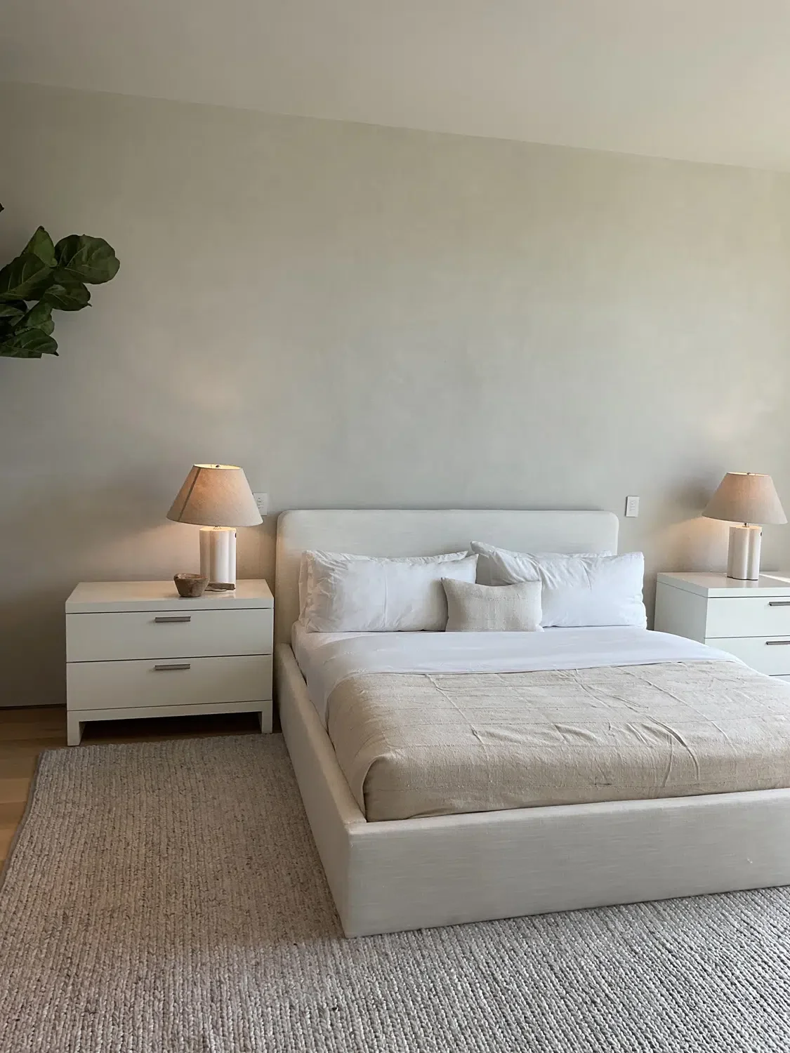 Elegant Venetian plaster feature wall in the master suite of Richard Heyman's ultra-luxury Beverly Hills residence.