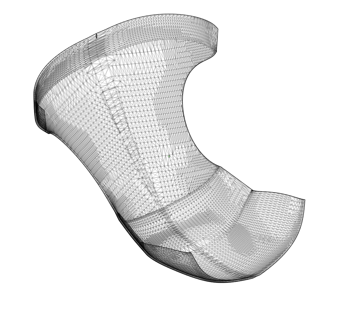 3D scan mesh data of racing seat showing captured freeform geometry