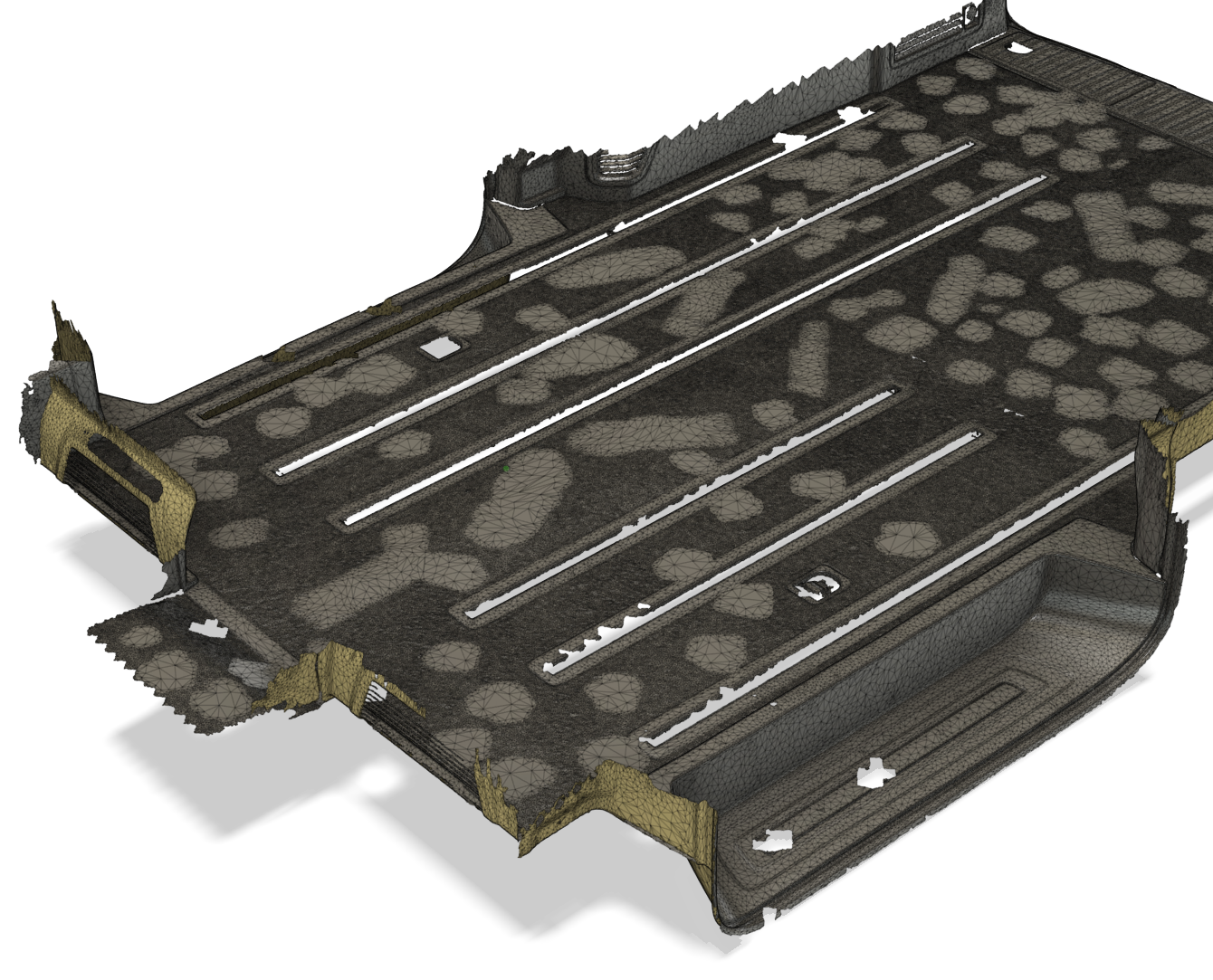 3D scan data of Ford Tourneo vehicle floor used for reverse engineering and CAD design