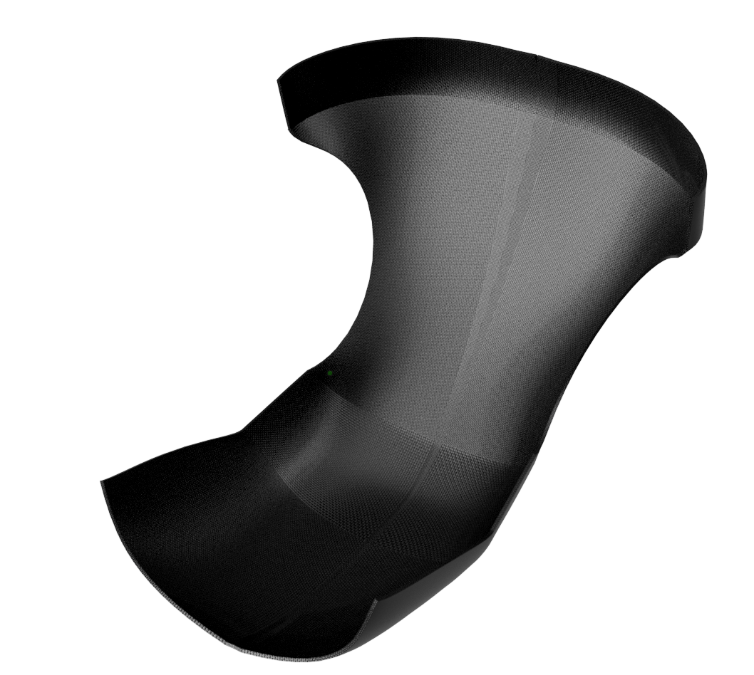 Physical racing seat mold used as reference for reverse engineering and 3D scanning