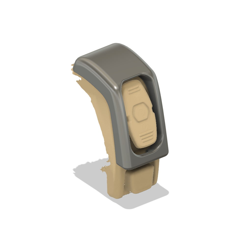 CAD model of custom motorcycle switch guard developed from 3D scan data