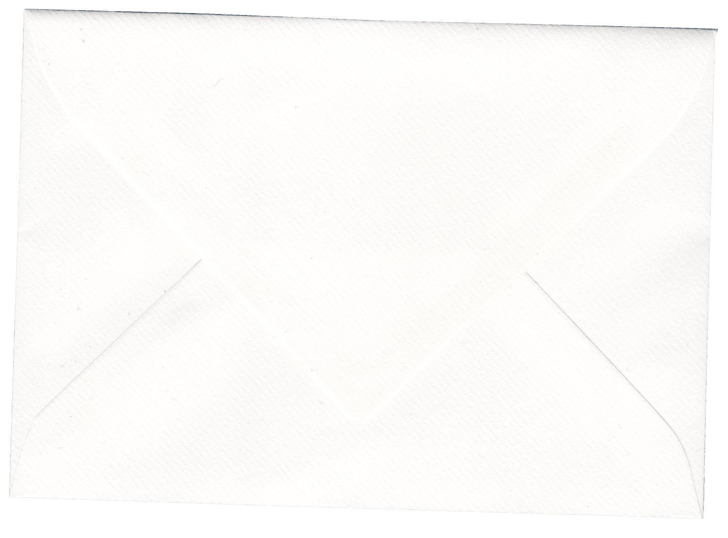 Back of a white paper envelope with a sealed flap.