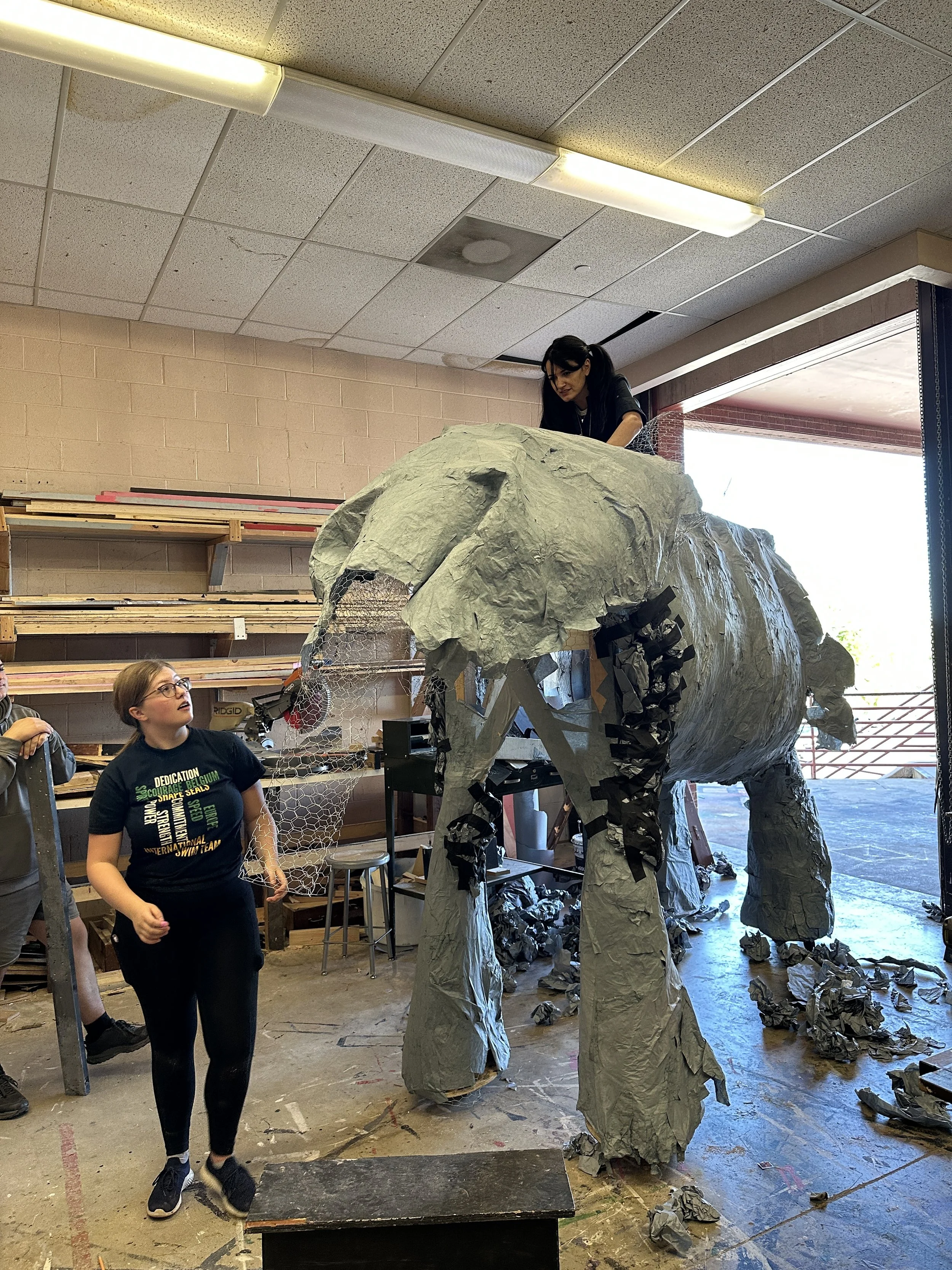 Attaching the head to base of elephant