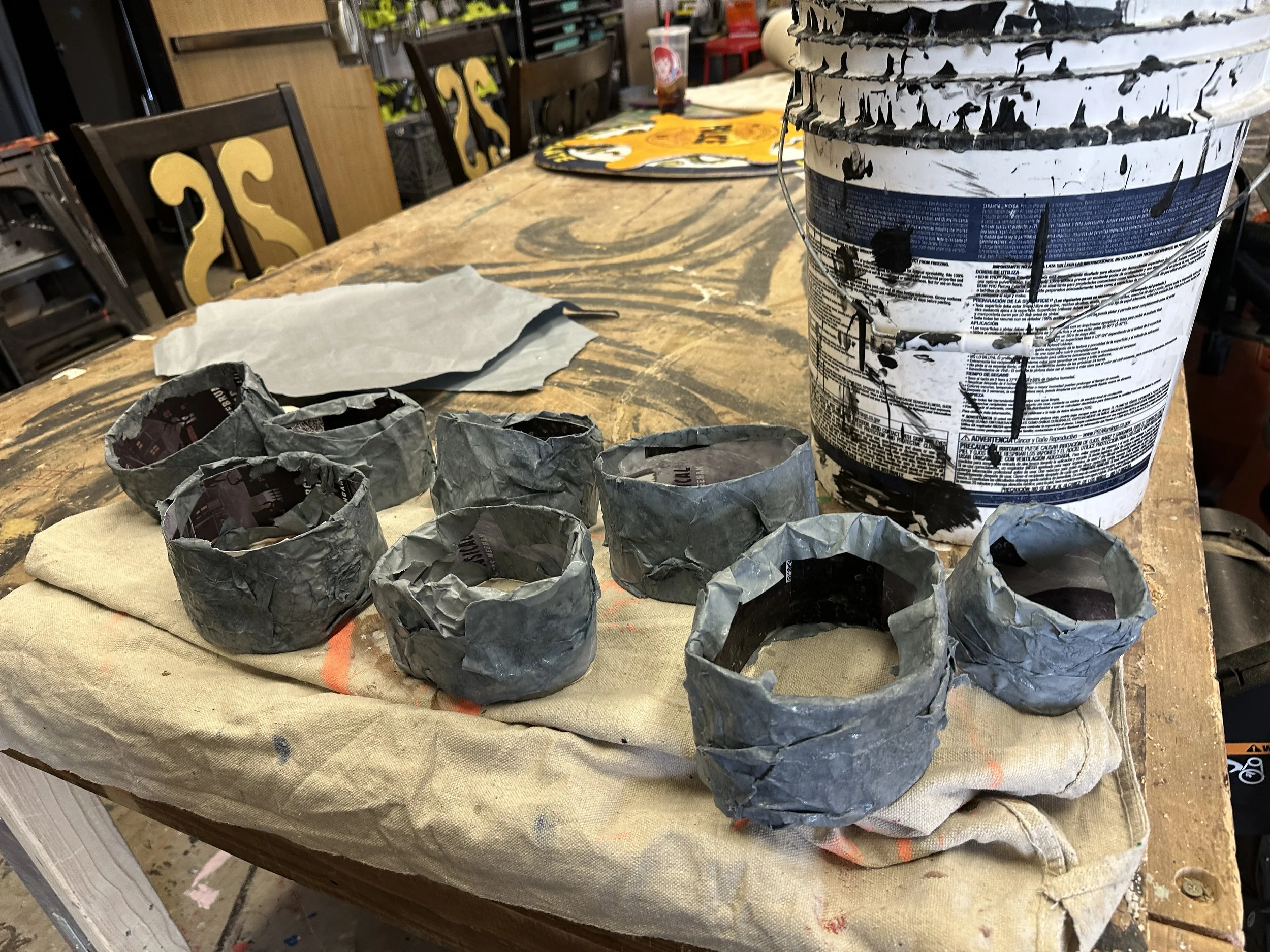 Paper mached tubes for elephant trunk