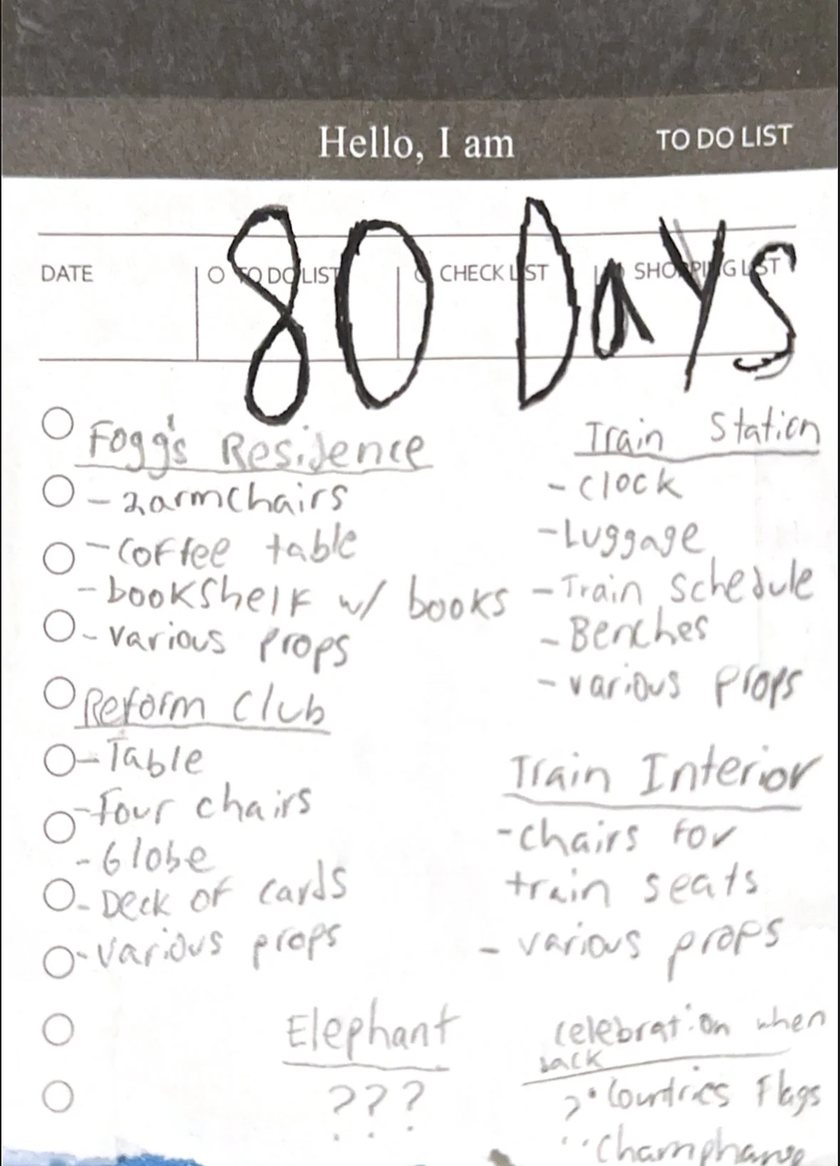 Me planning out the set pieces