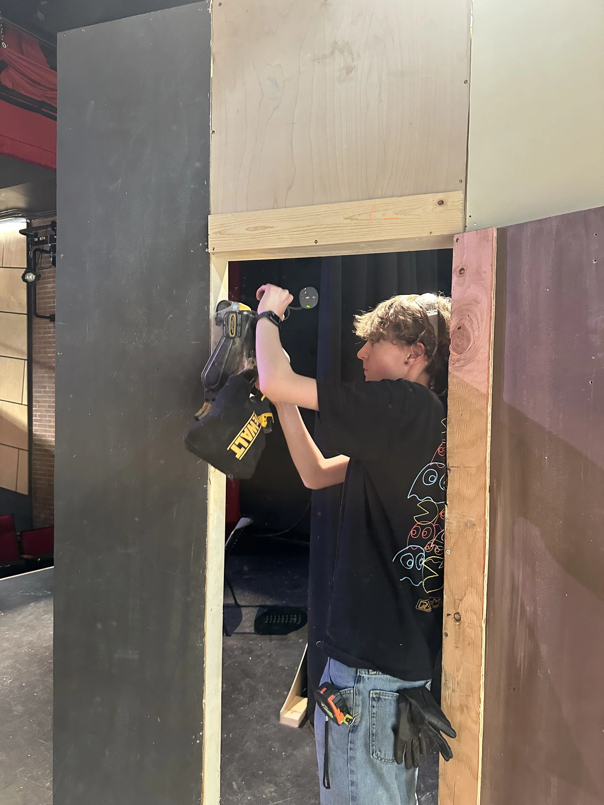 Me sanding a door flat