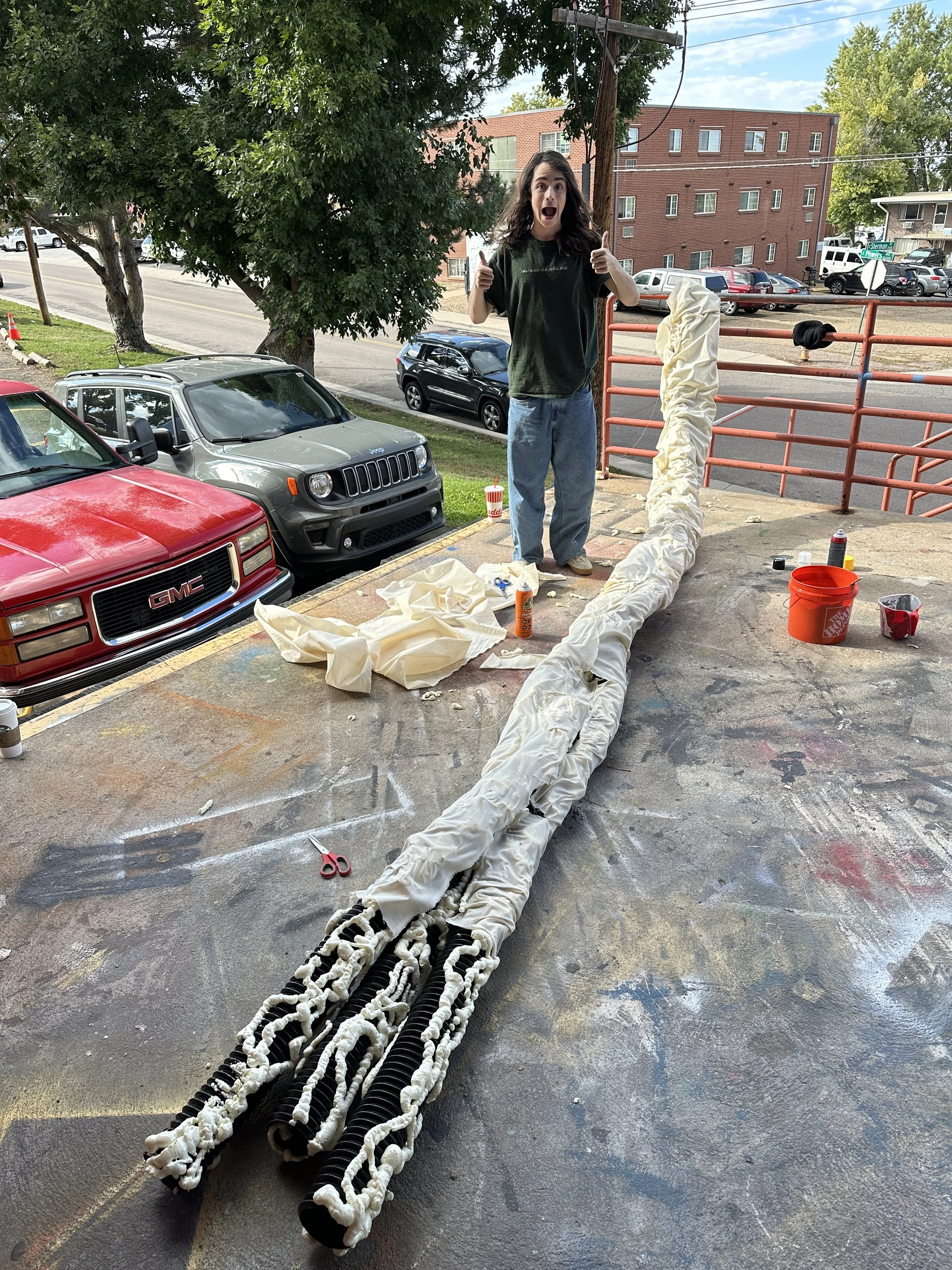 Wrapping the trees with muslin