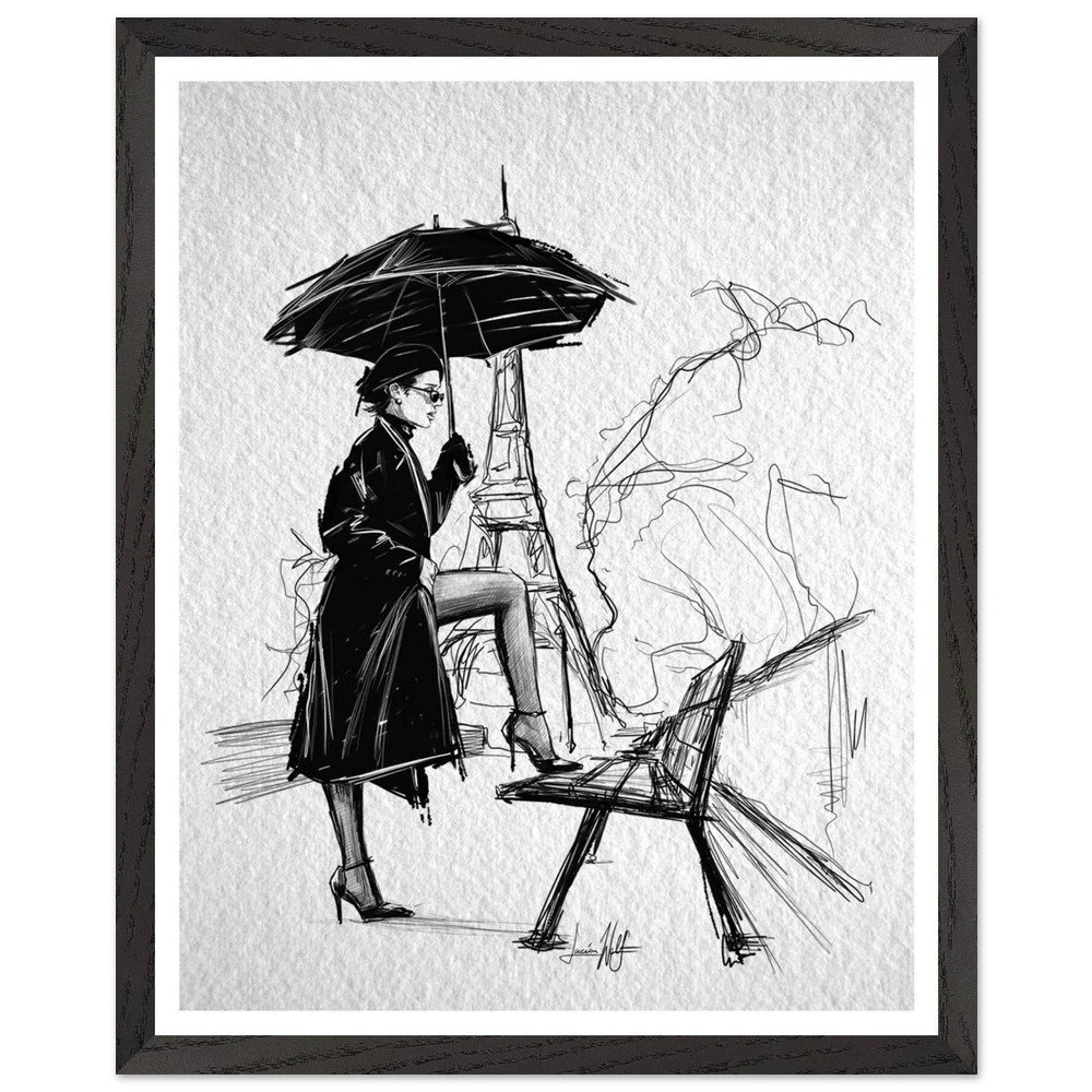 "Paris In The Rain" - Premium Wooden Framed Matte Prints