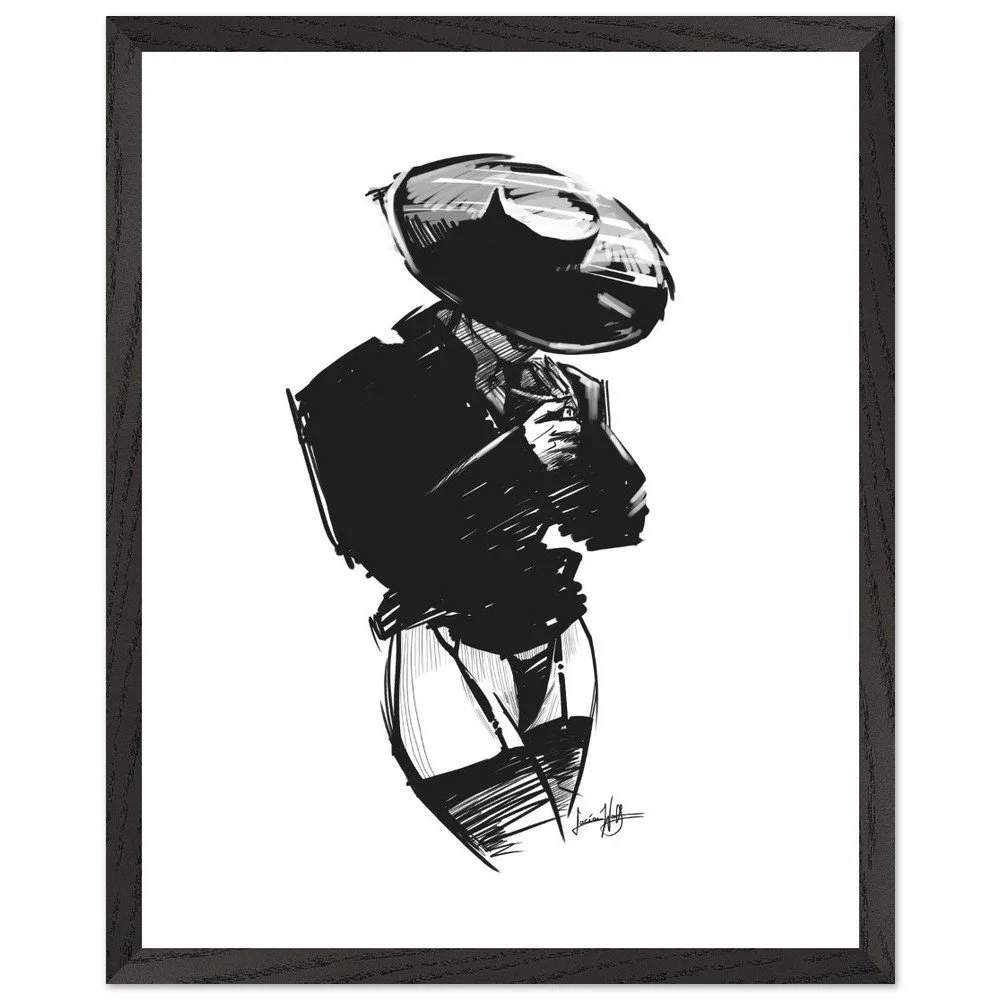 "Fashion Noir" - Premium Wooden Framed Print With Premium Matte Paper