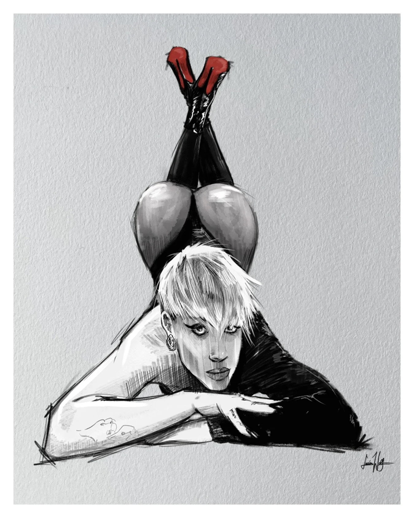 Midnight, crimson and snow,
Sweet sleep floods dreams;
Dark fantasies
And new realities sow.

Move through body, move through soul,
Scream rapture, cry bliss,
Let go of all
That once took hold.

Portrait Sketch Featuring: @ _.mammi._ 🖤