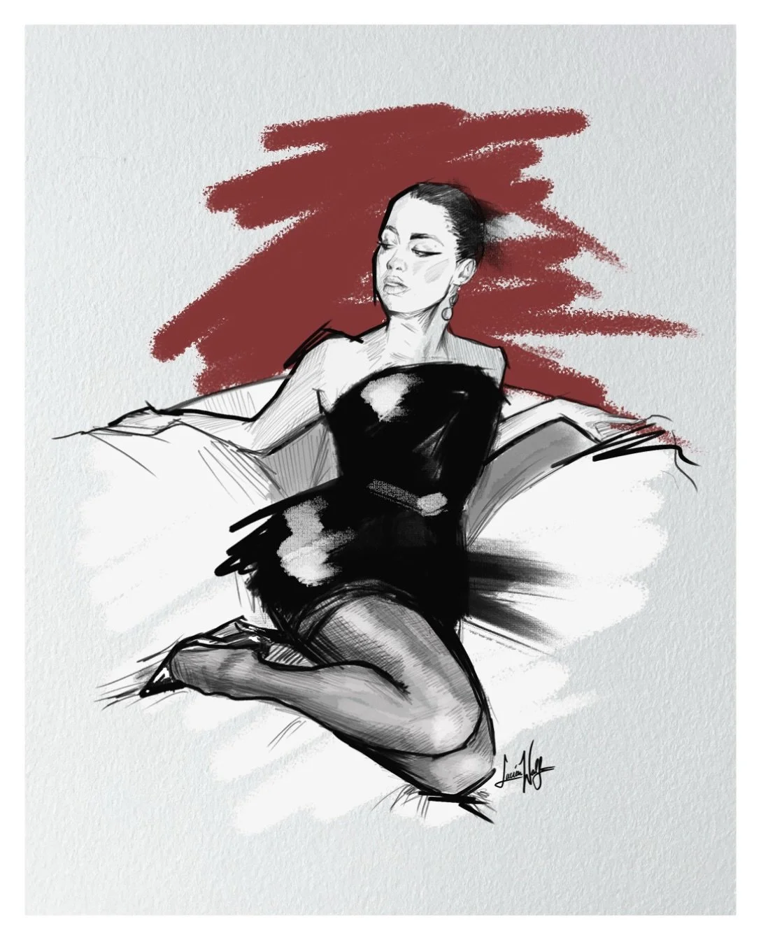 As Saturday Chic meets the comfort of Sunday. 

Portrait Art Featuring:  @ Amber Midthunder 🖤

(Quick shoutout to Amber who stars in one of my favourite films from 2022 &ldquo;Prey&rdquo; 🙌 ) 

#ambermidthunder #indigenousamerican #actorportrait #p