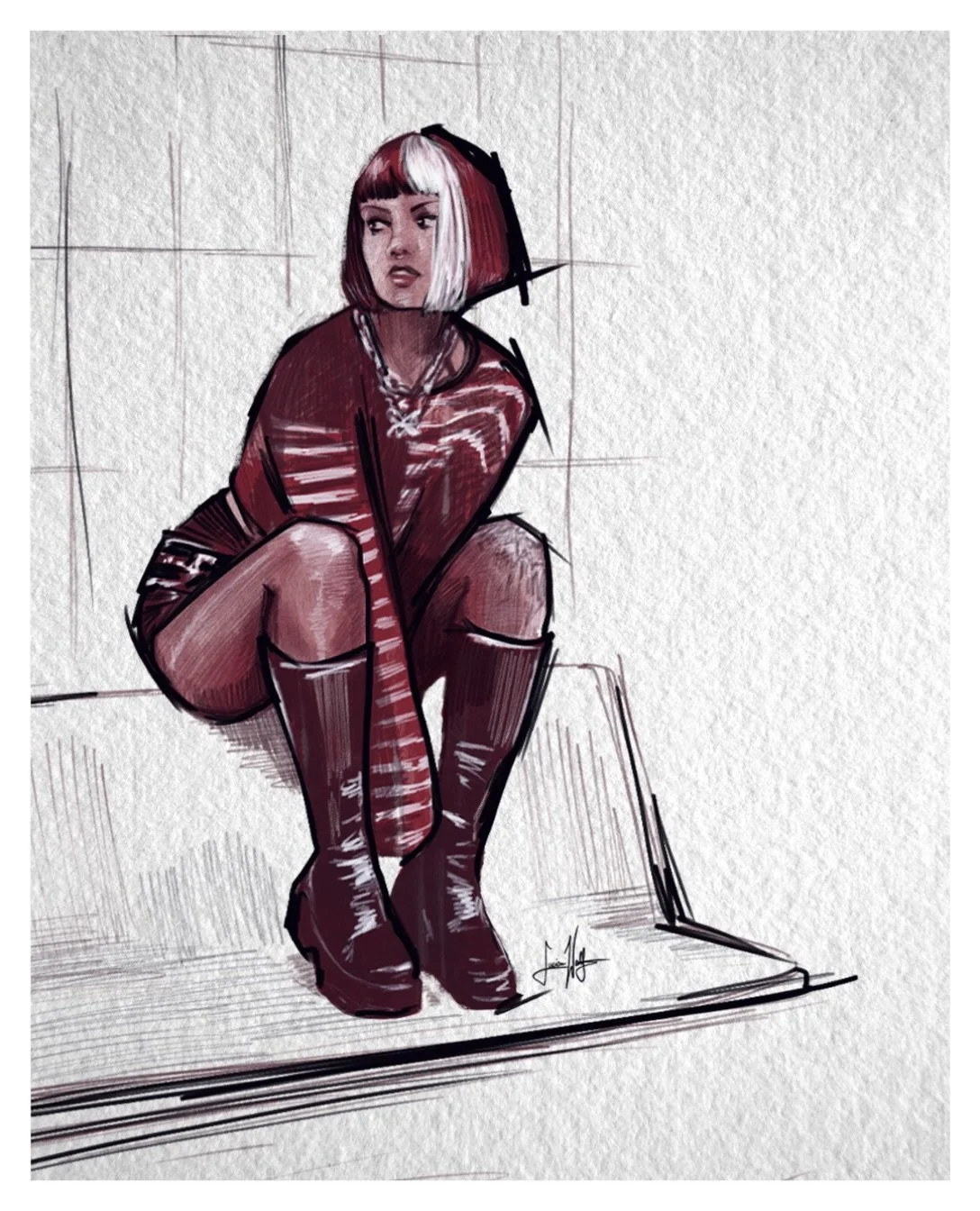 Born on the fringes,
never meant for the frame.
Too strange for the ordinary,
too wild for a name.

- LW 

Portrait Drawing Featuring: @thalia_anker 🖤

#altfashion #portraitartist #artcollections #drawingforlife #lucianwolfartist