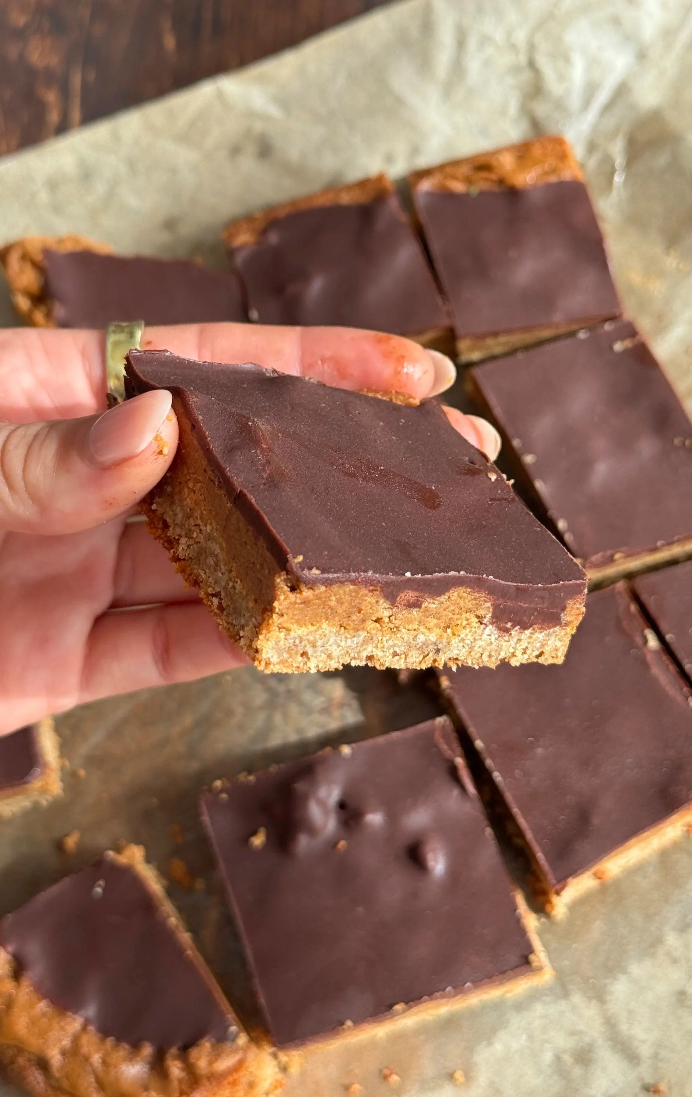 Ginger nut slice with ceremonial cacao, healthy dessert