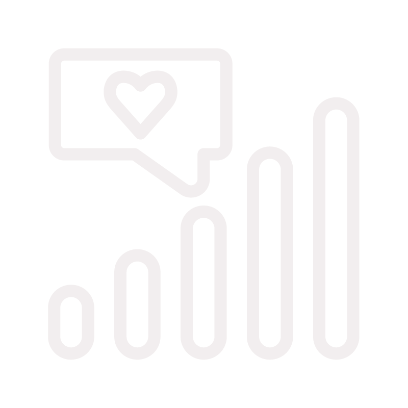 Line graph with a speech bubble containing a heart symbol.