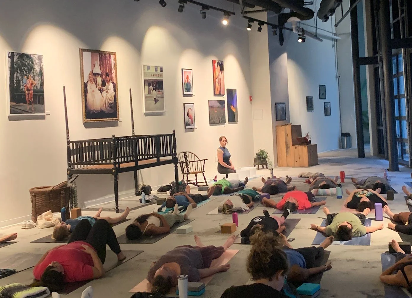 Yoga + Soundbath in gallery