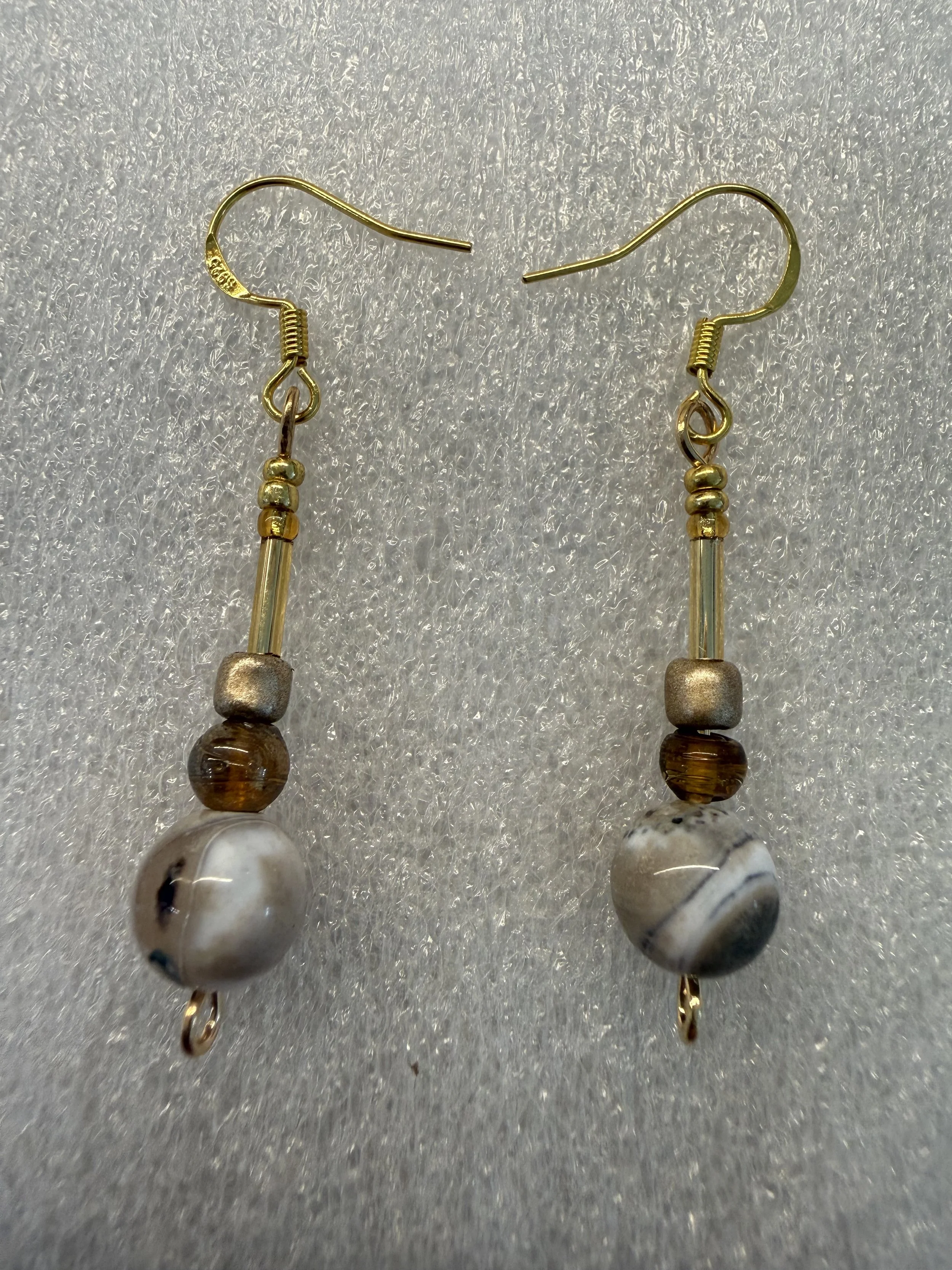 Exquisite Brown Agate Bead Earrings