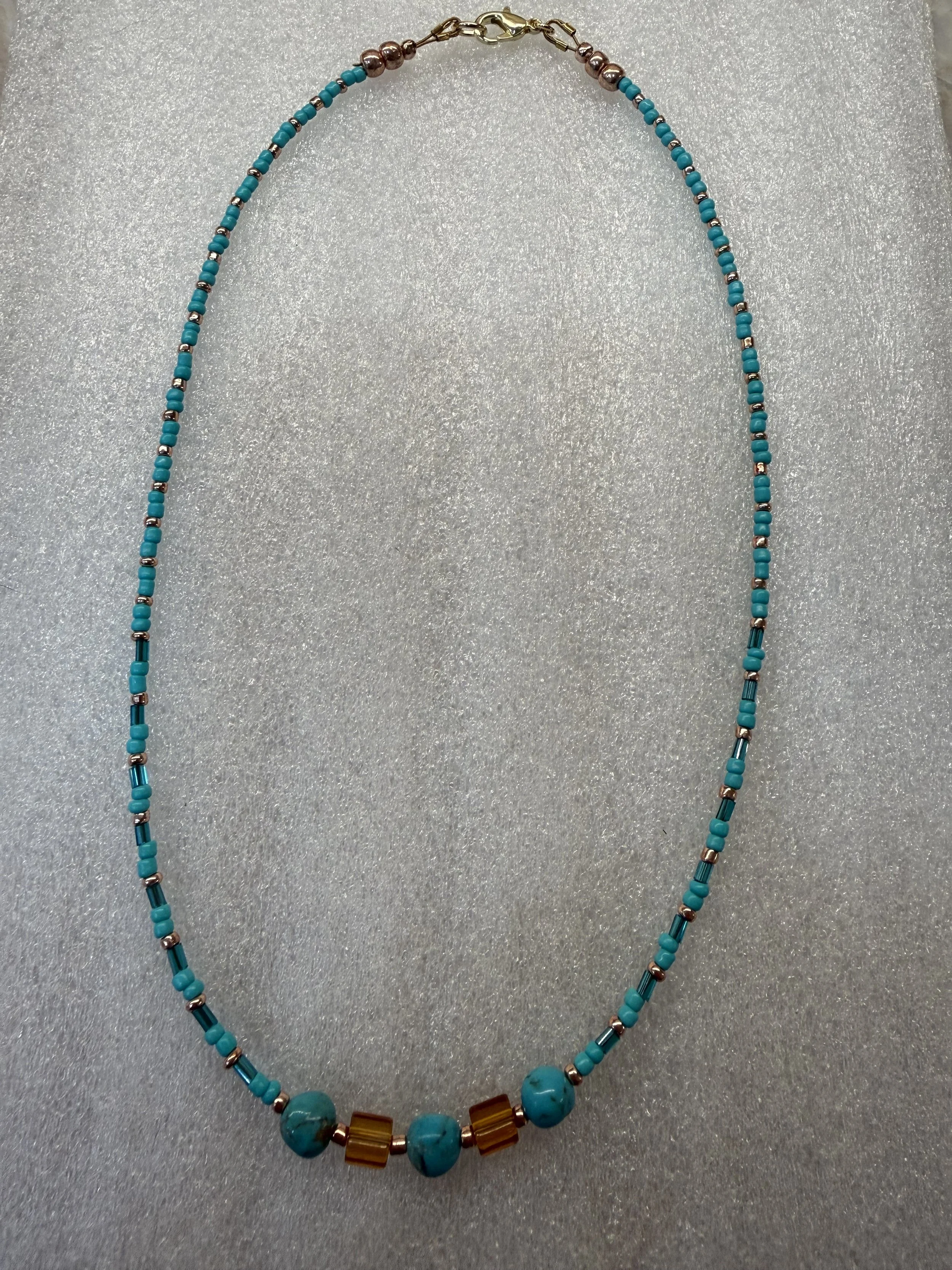 Kingman Turquoise Necklace with Copper Accents