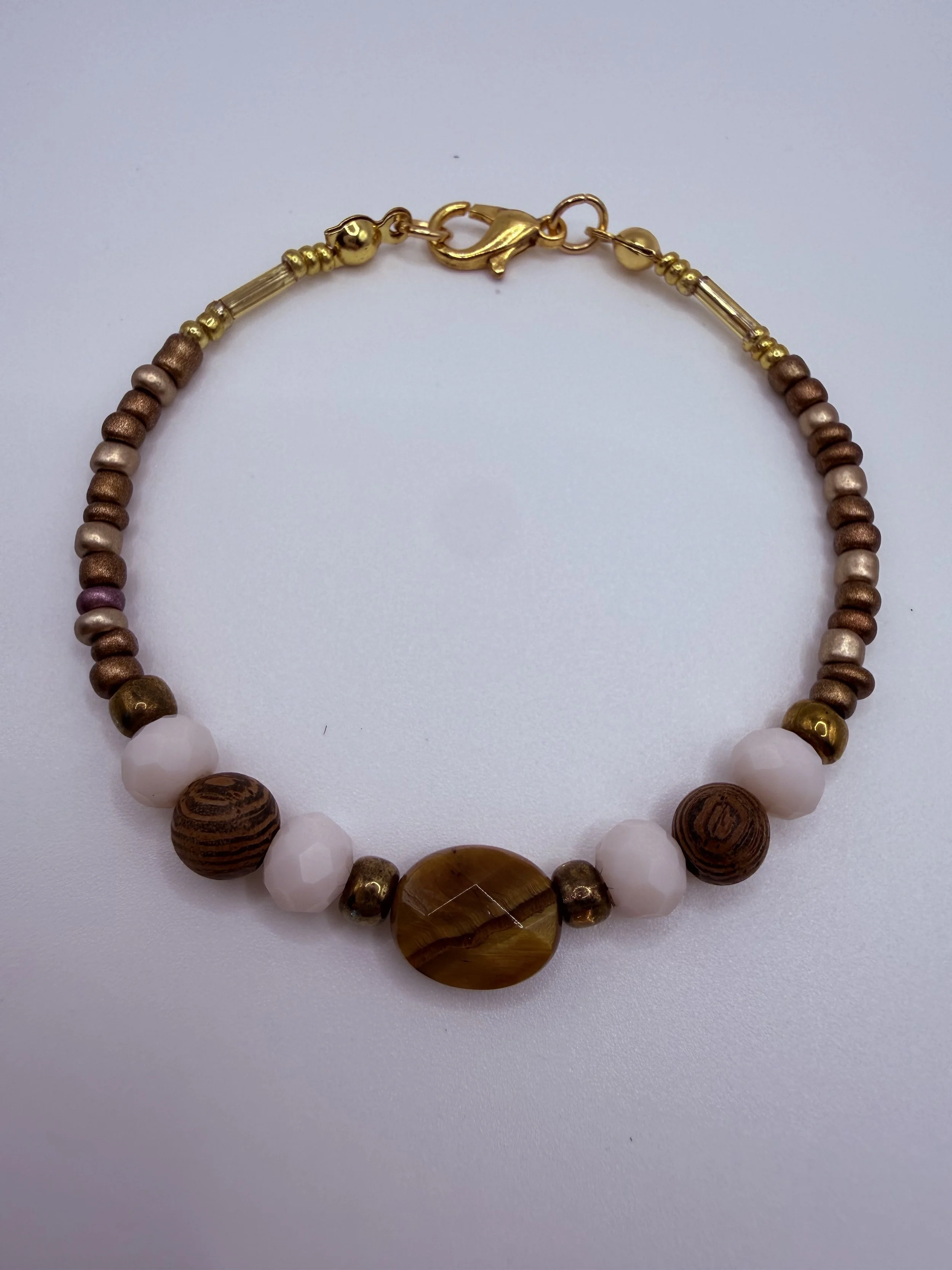 Tiger Eye and Walnut Elegance Bracelet