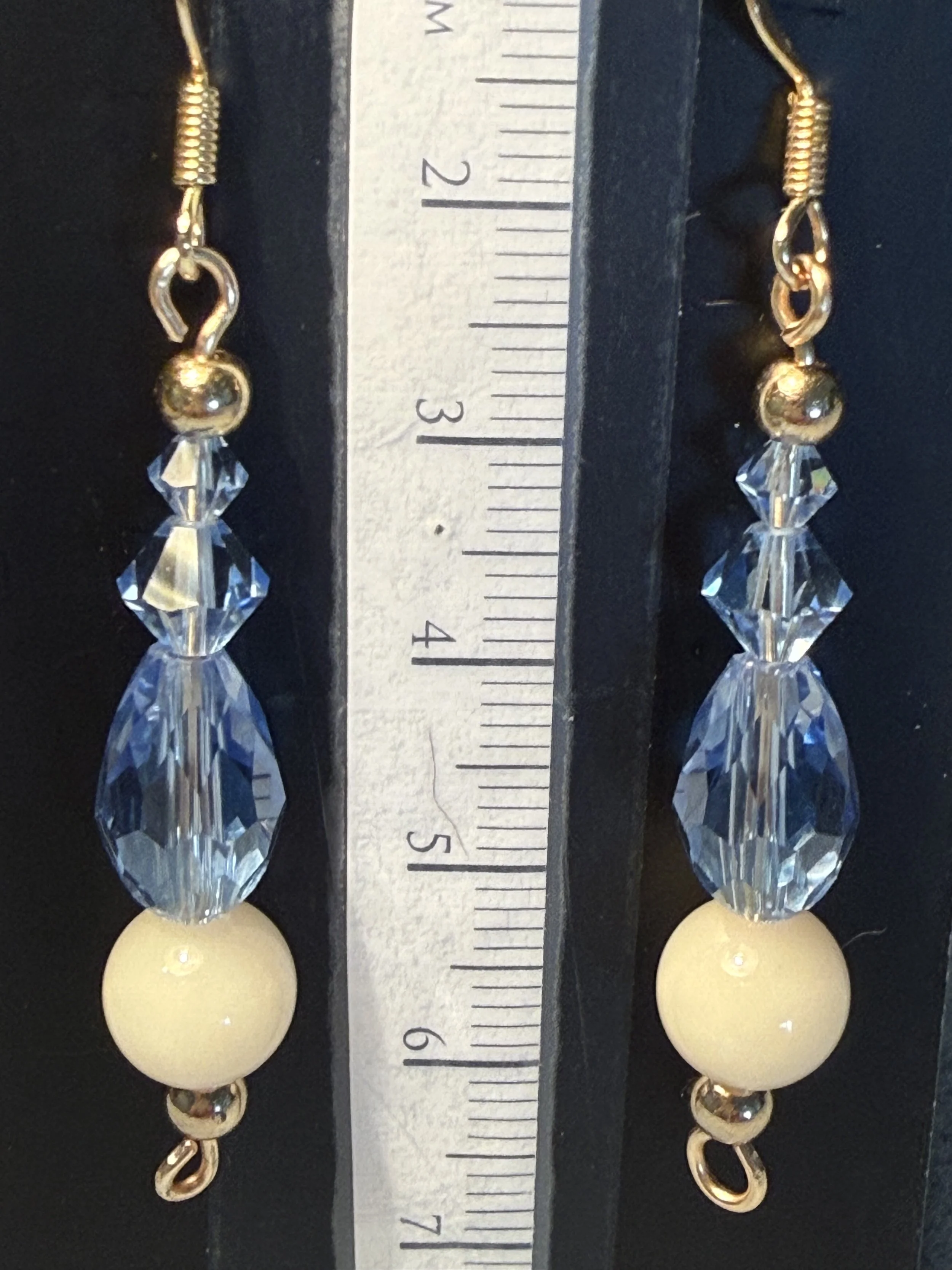 Teardrop Blue Crystal and White Stone Earrings