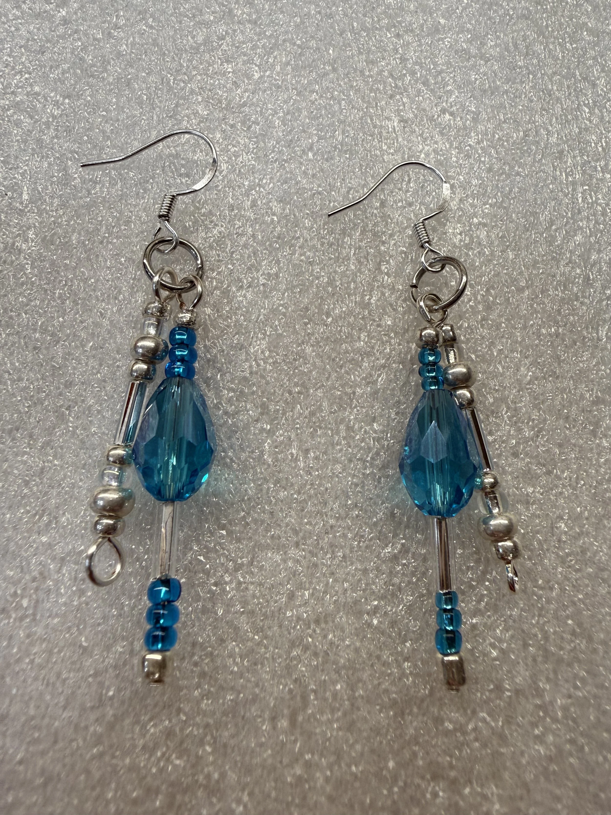 Retro Teal Glam Earrings