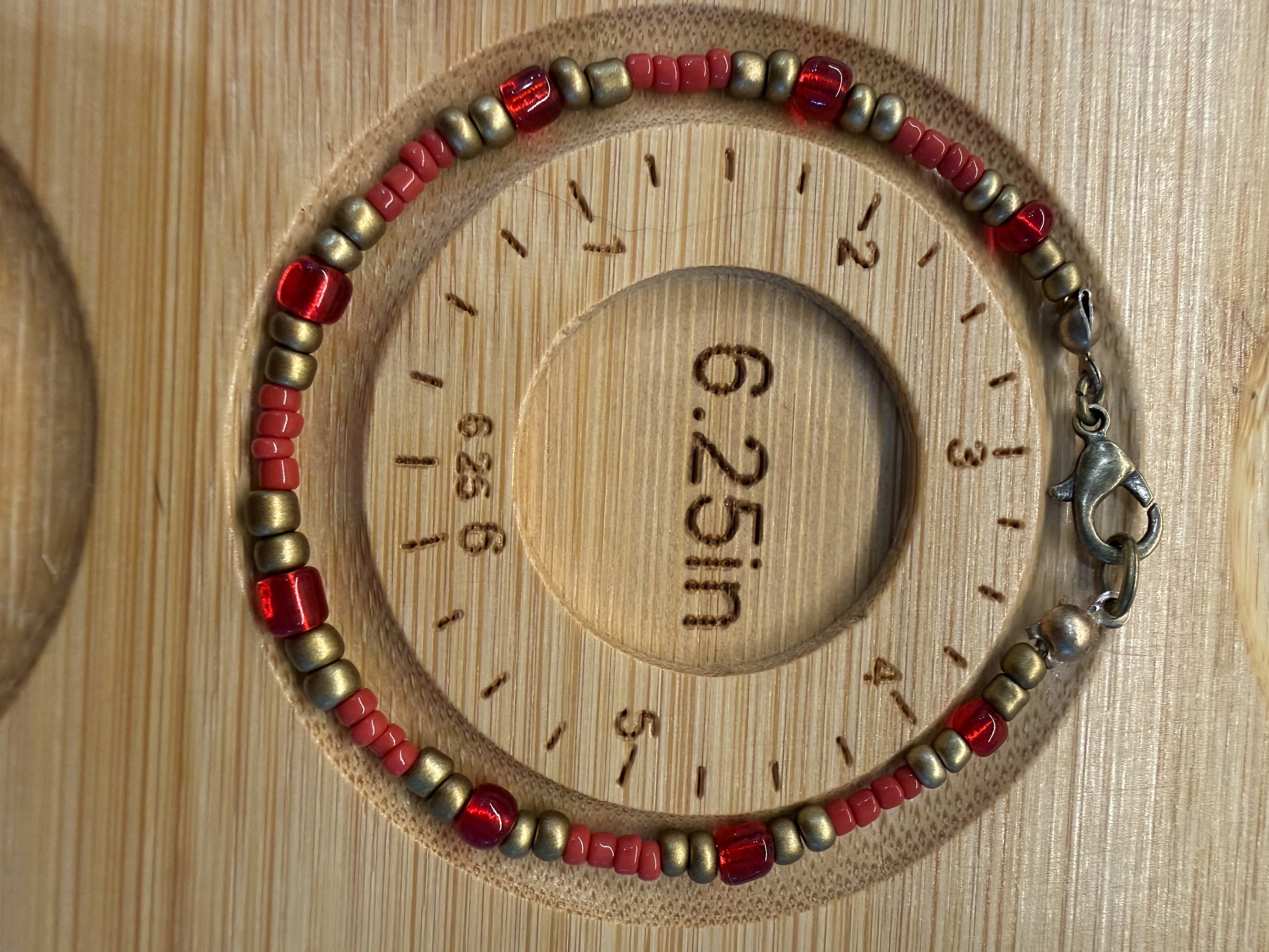 "Red Hot" Handmade Beaded Bracelet