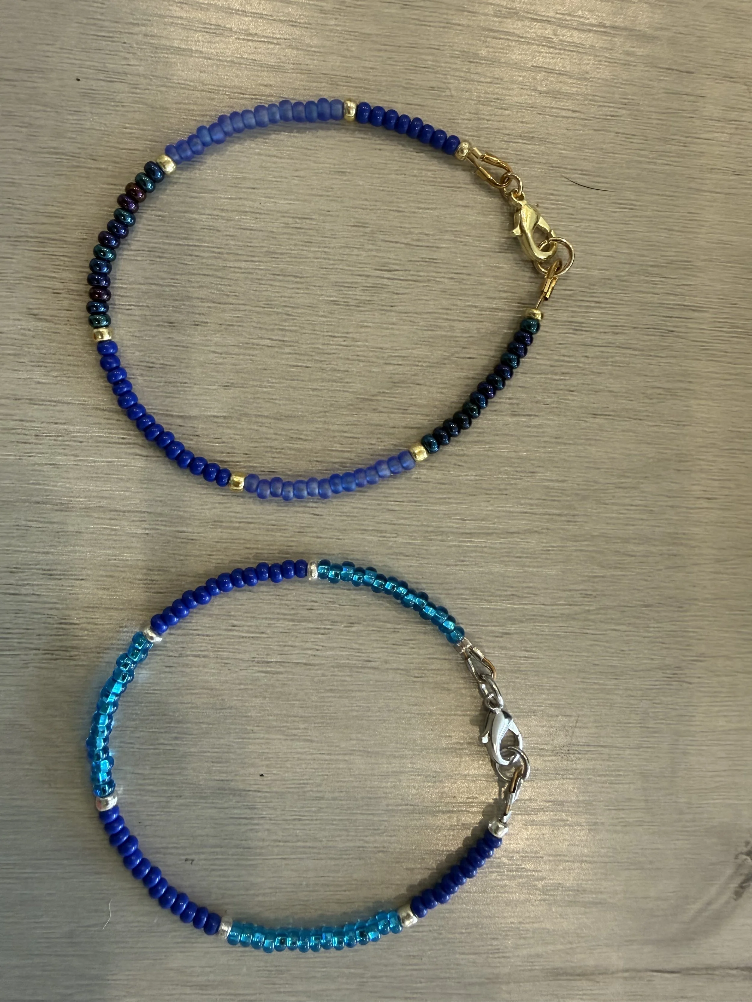 Boho Blue Seed Bead Bracelets