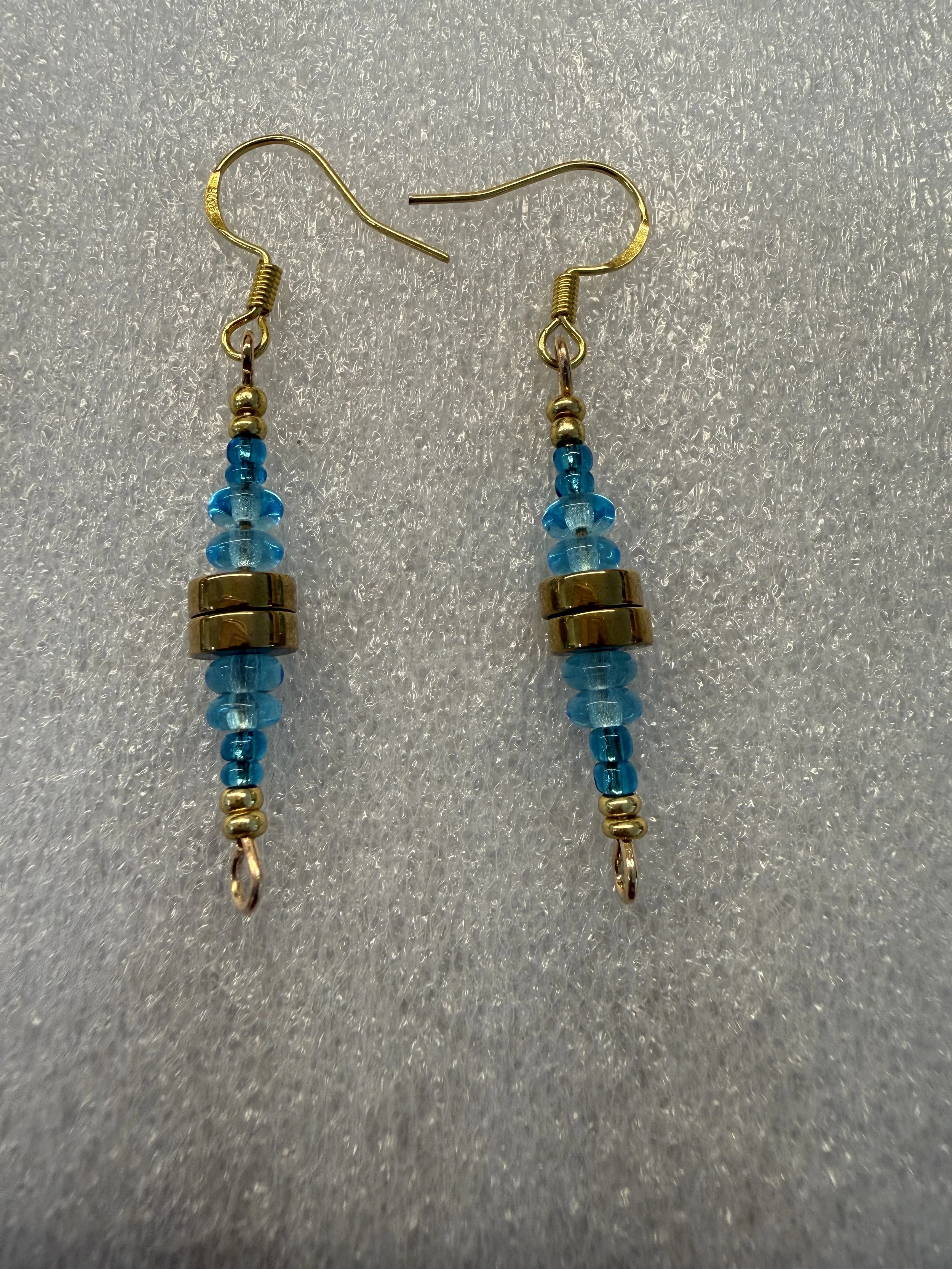 Exquisite Glass and Brass Dangle Earrings