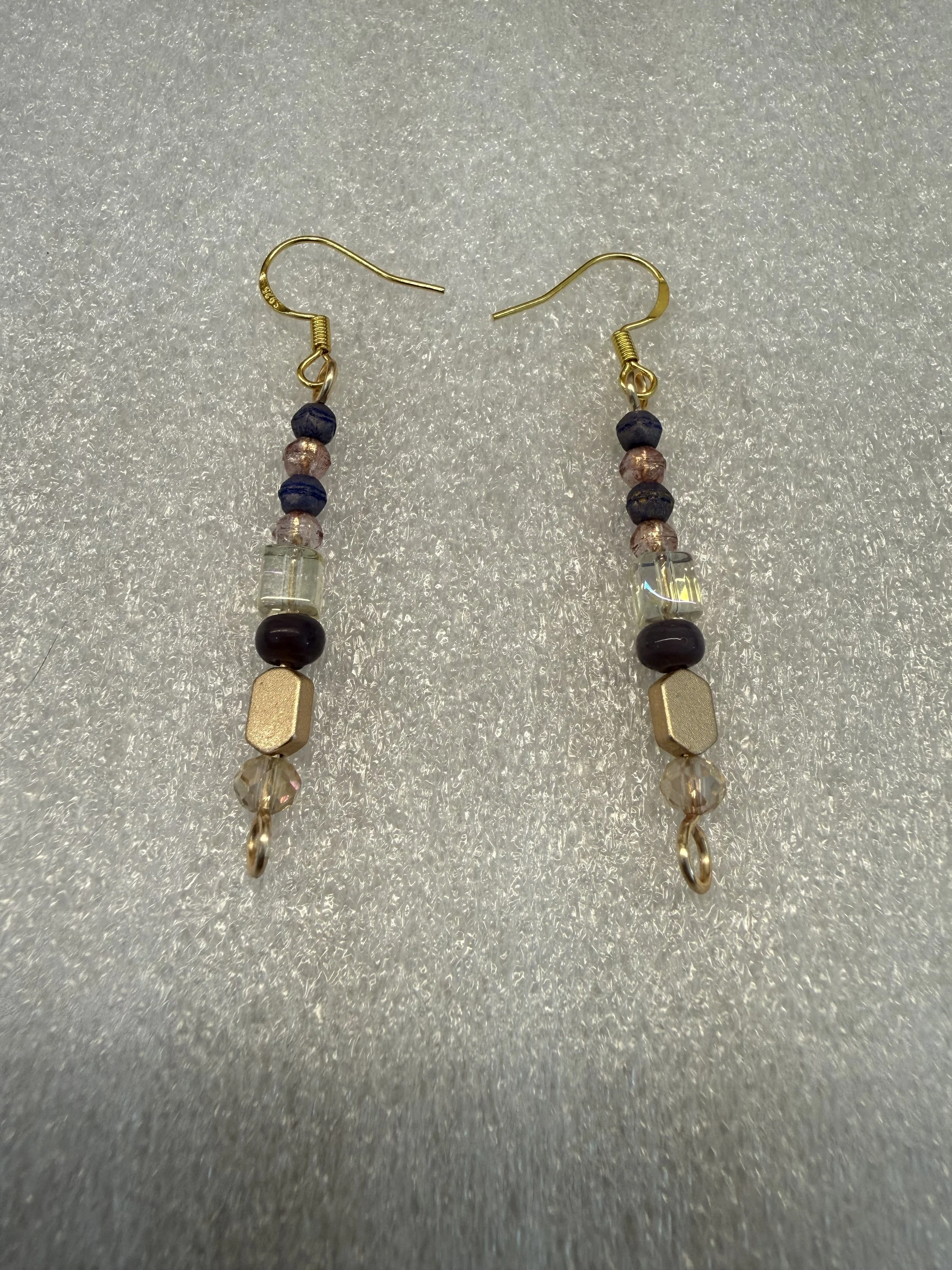 Elegant Purple & Rose Czech Glass Bead Earrings