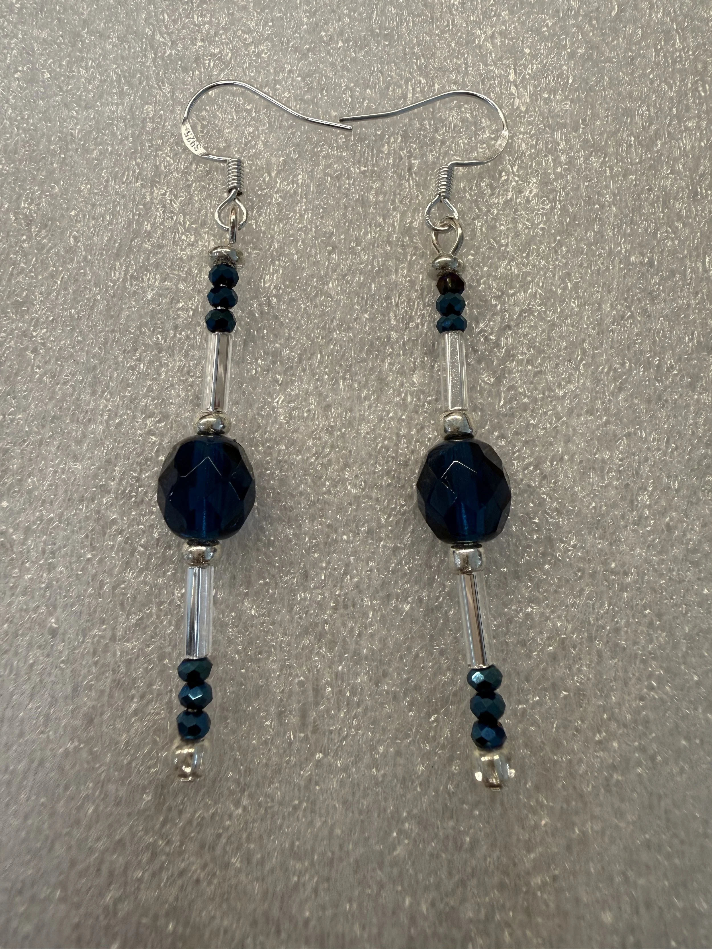 Silver and Dark Teal Grecian Elegance Earrings