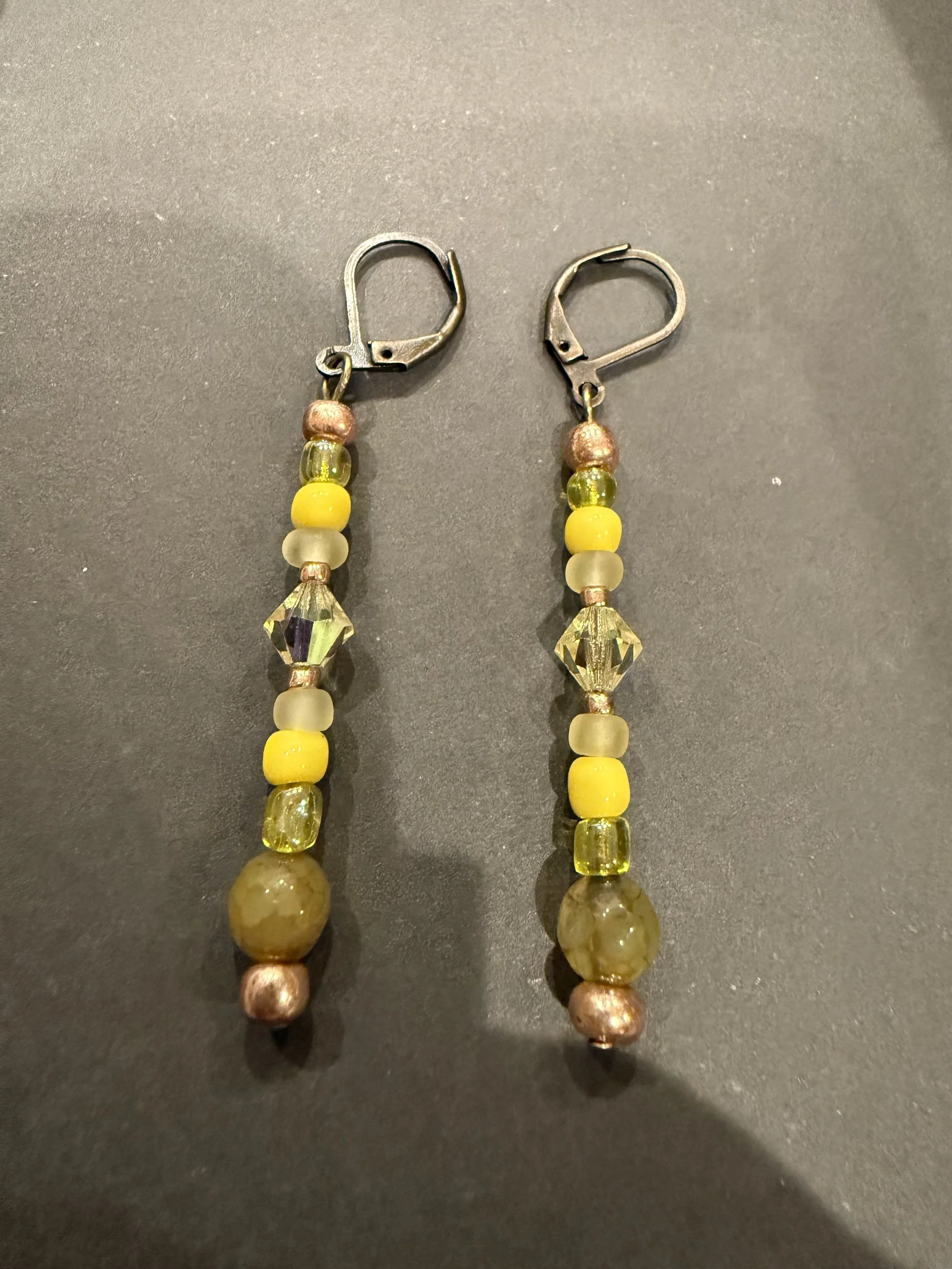 Sunshine Elegance Yellow and Copper Dangle Earrings