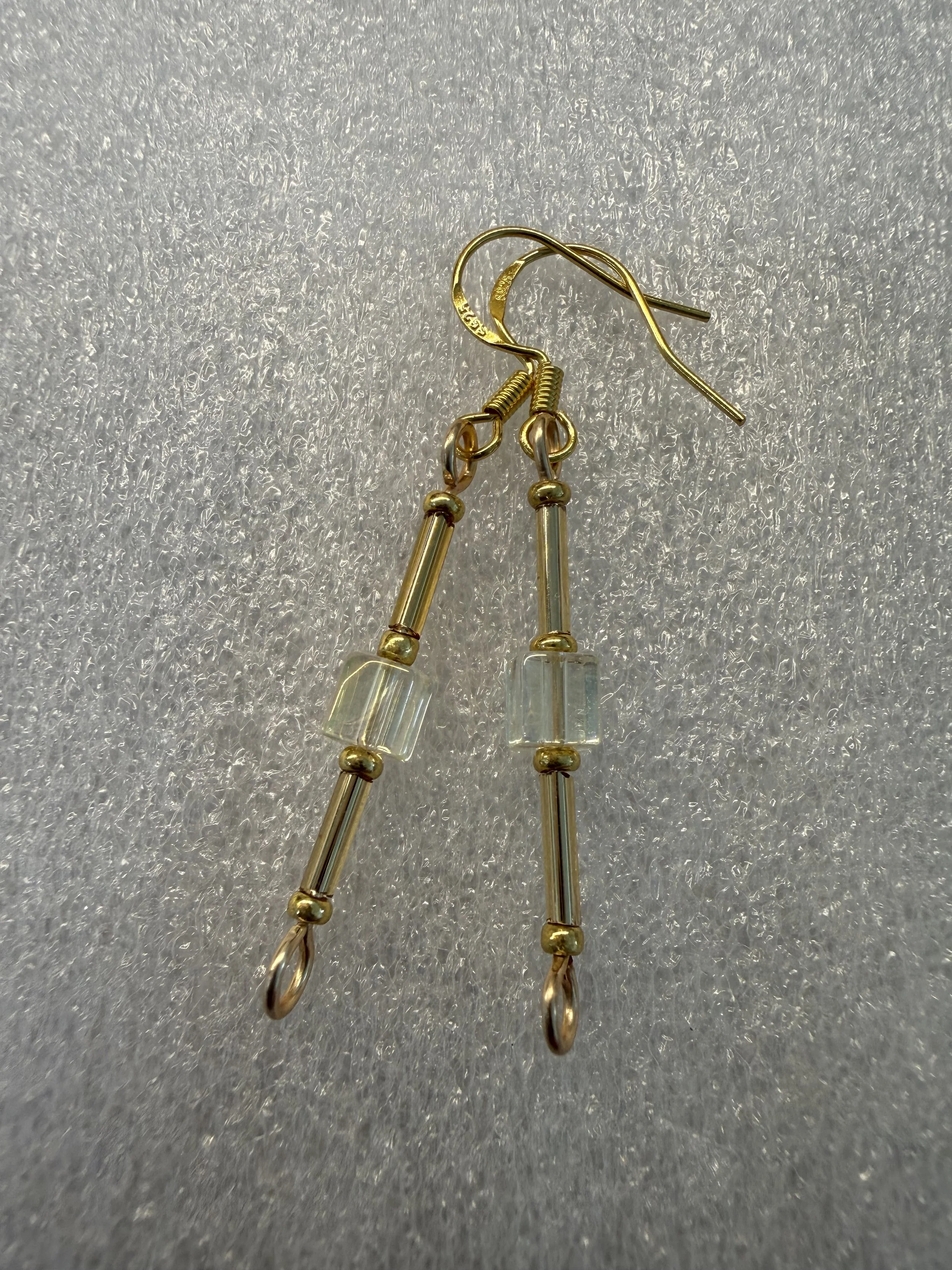 Small Tube and Cube Dangle Earrings