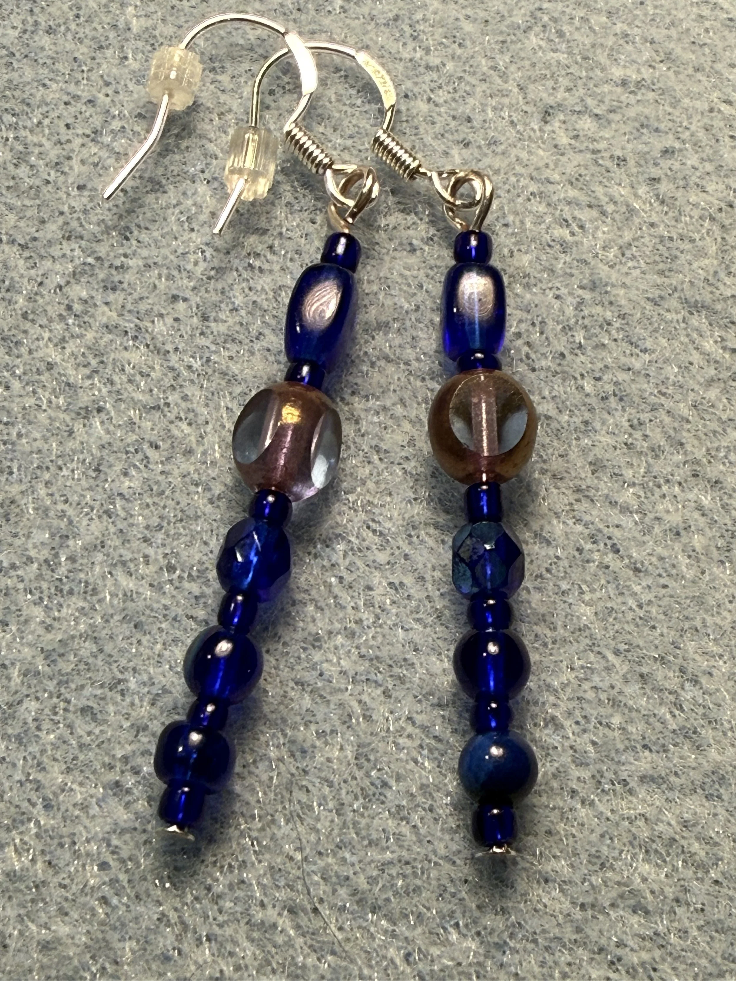 Cobalt Elegance Cathedral Bead Earrings