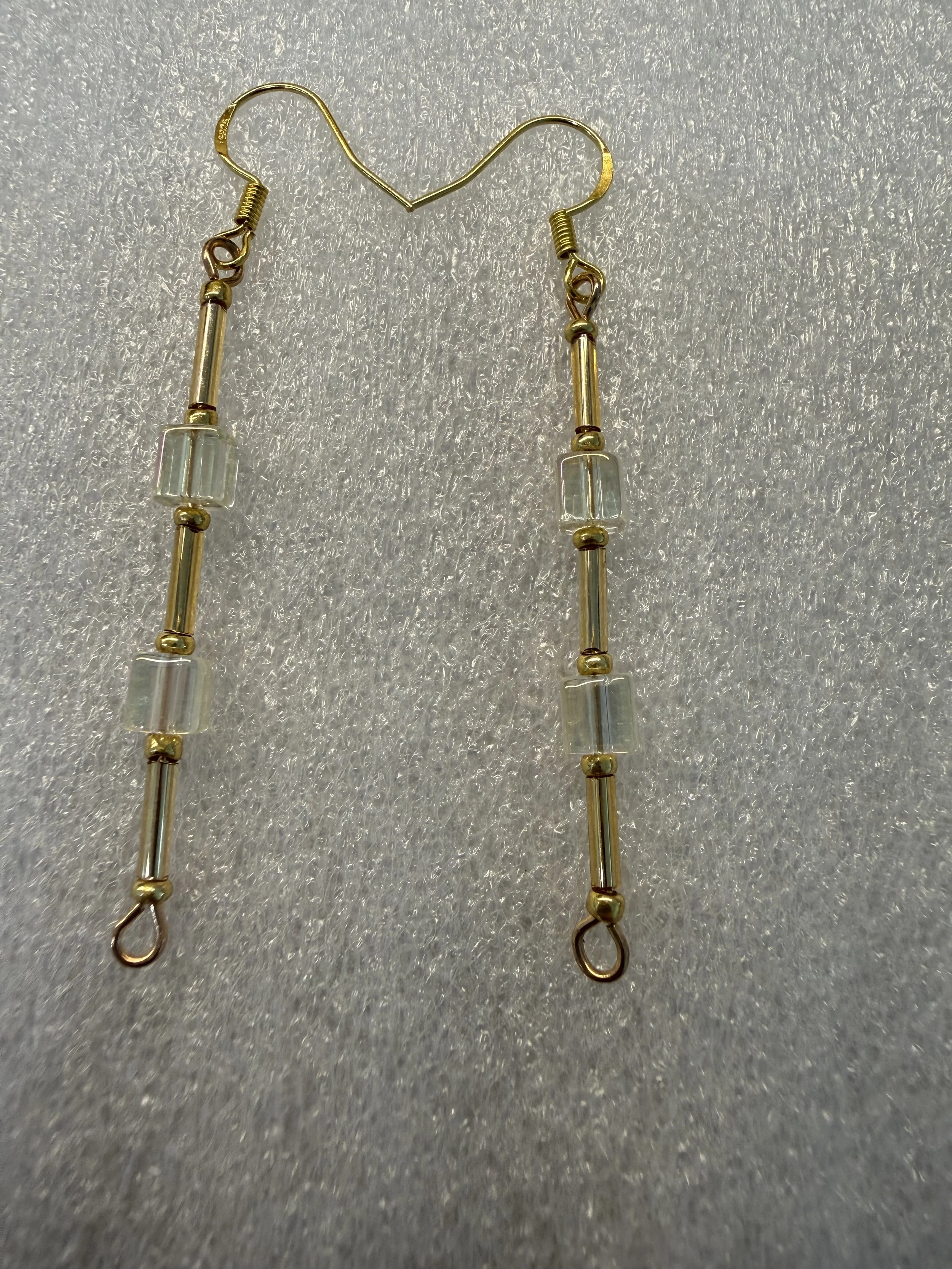 Elegant Glass Tube and Cube Earrings