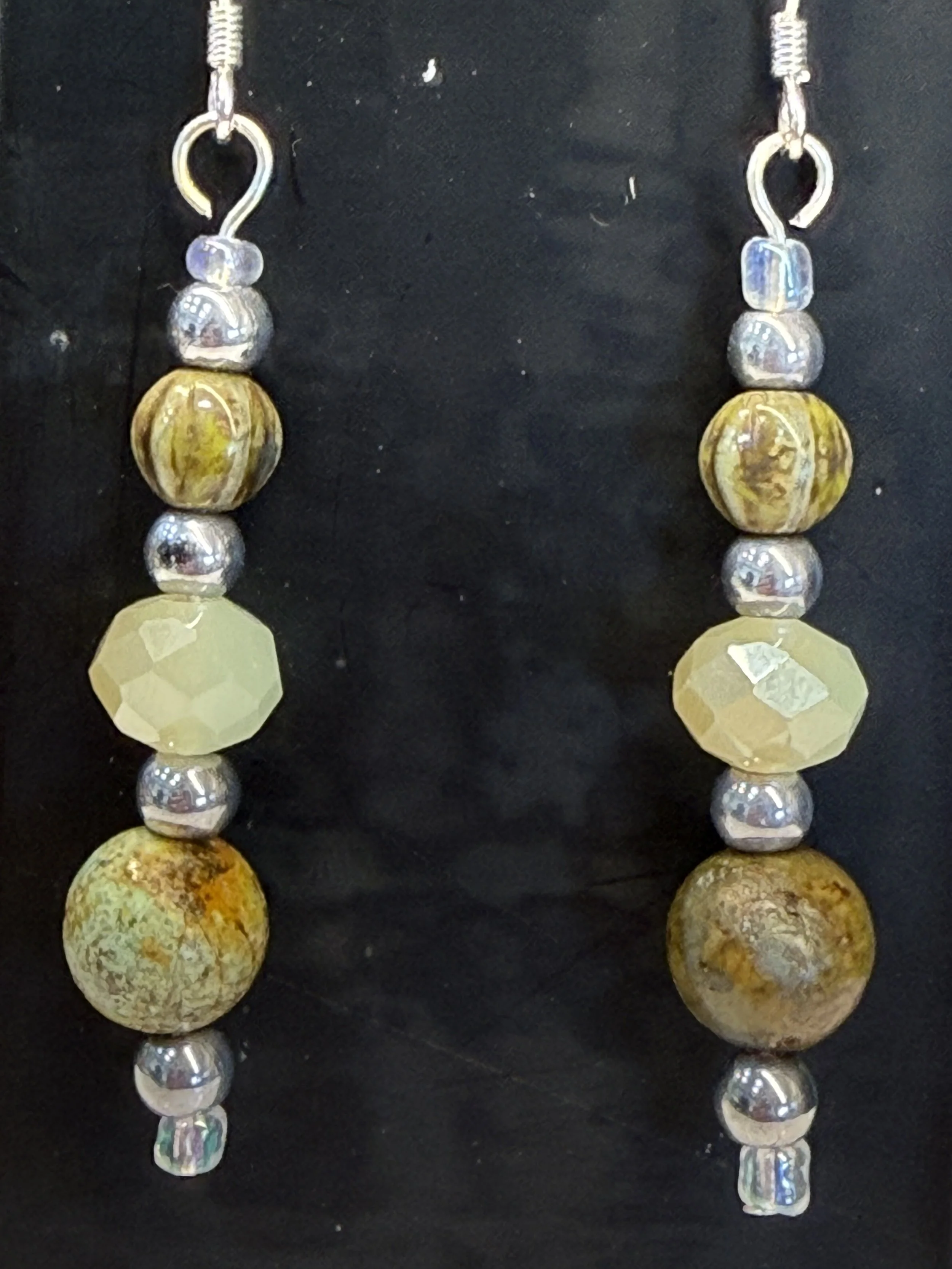Elegant African Turquoise and Pale Green Crystal Earrings