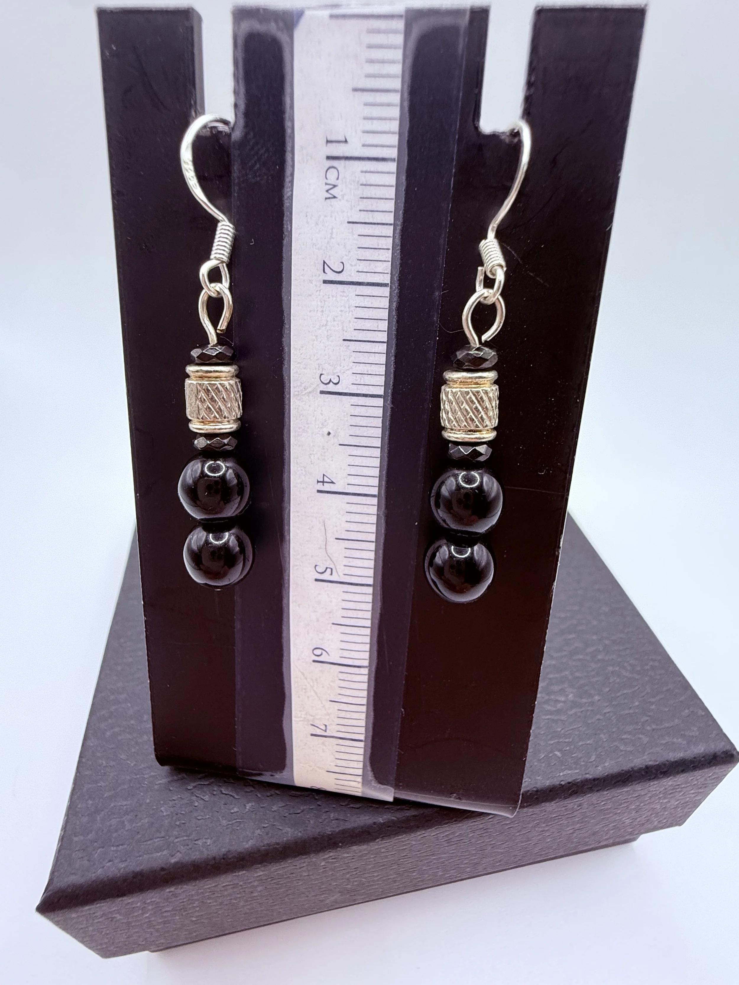 Black Onyx Short Drop Earrings