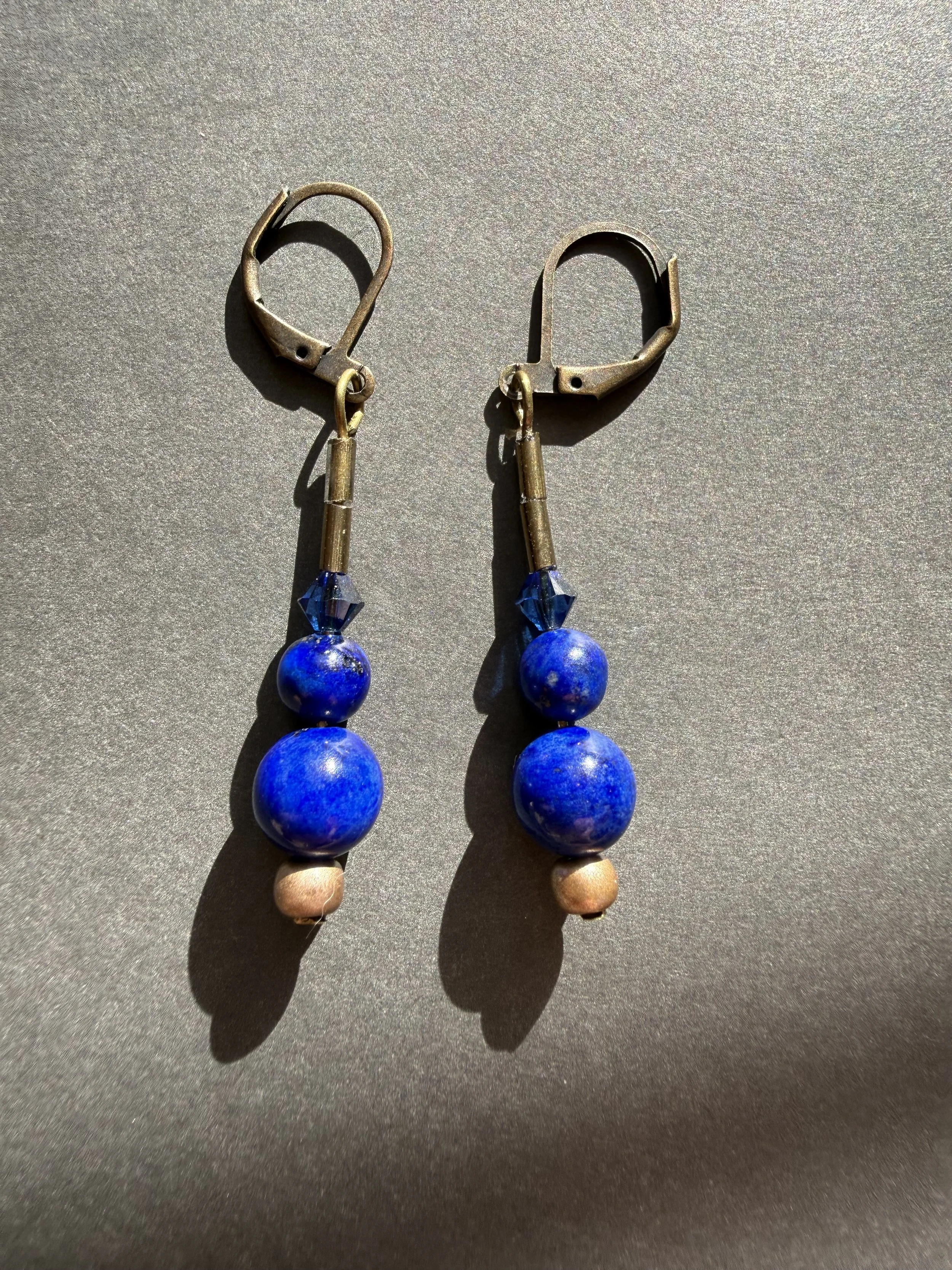 Timeless Lapis Lazuli & Bronze Elegance Earrings