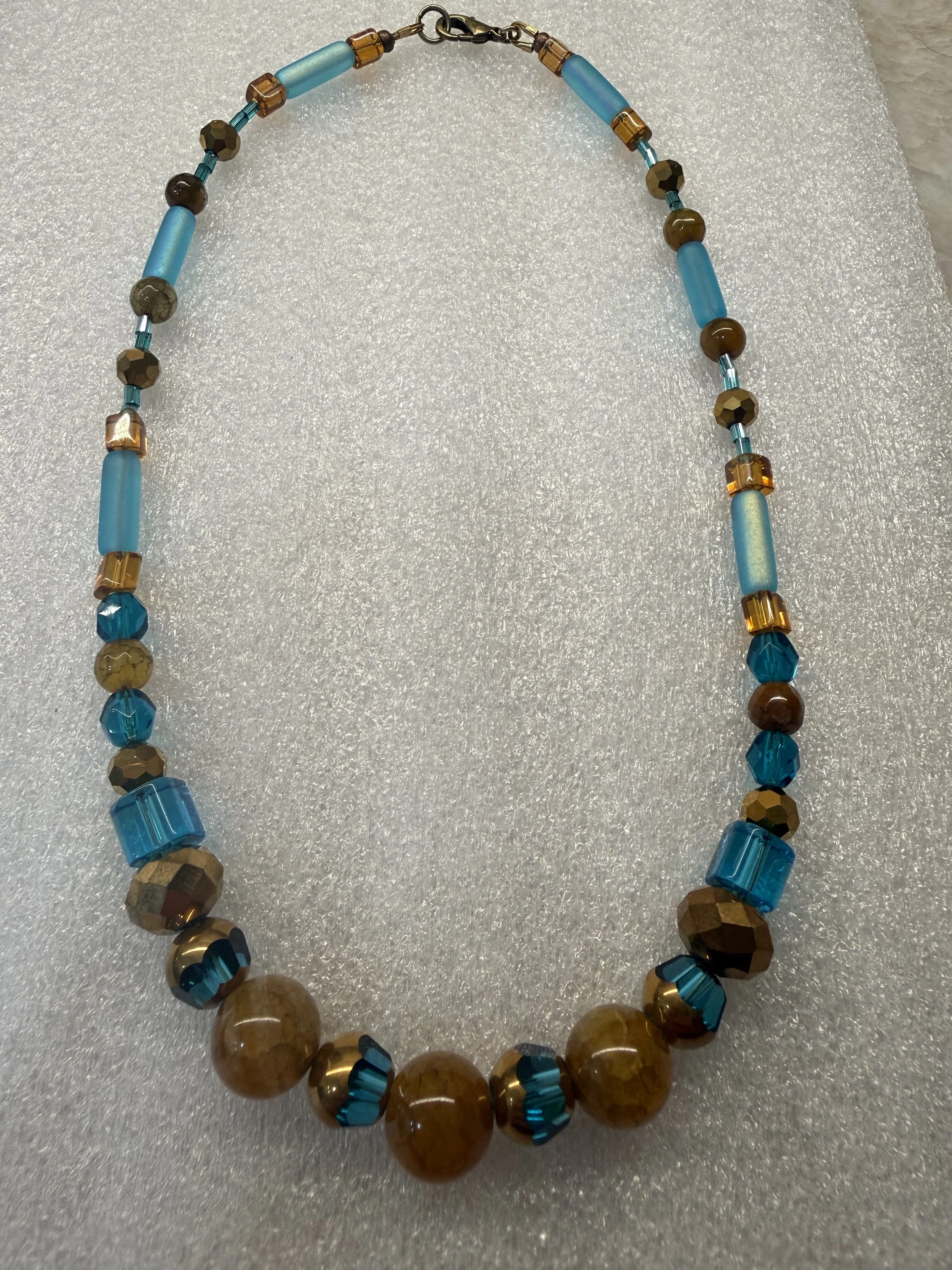 Retro Teal & Bronze Statement Necklace