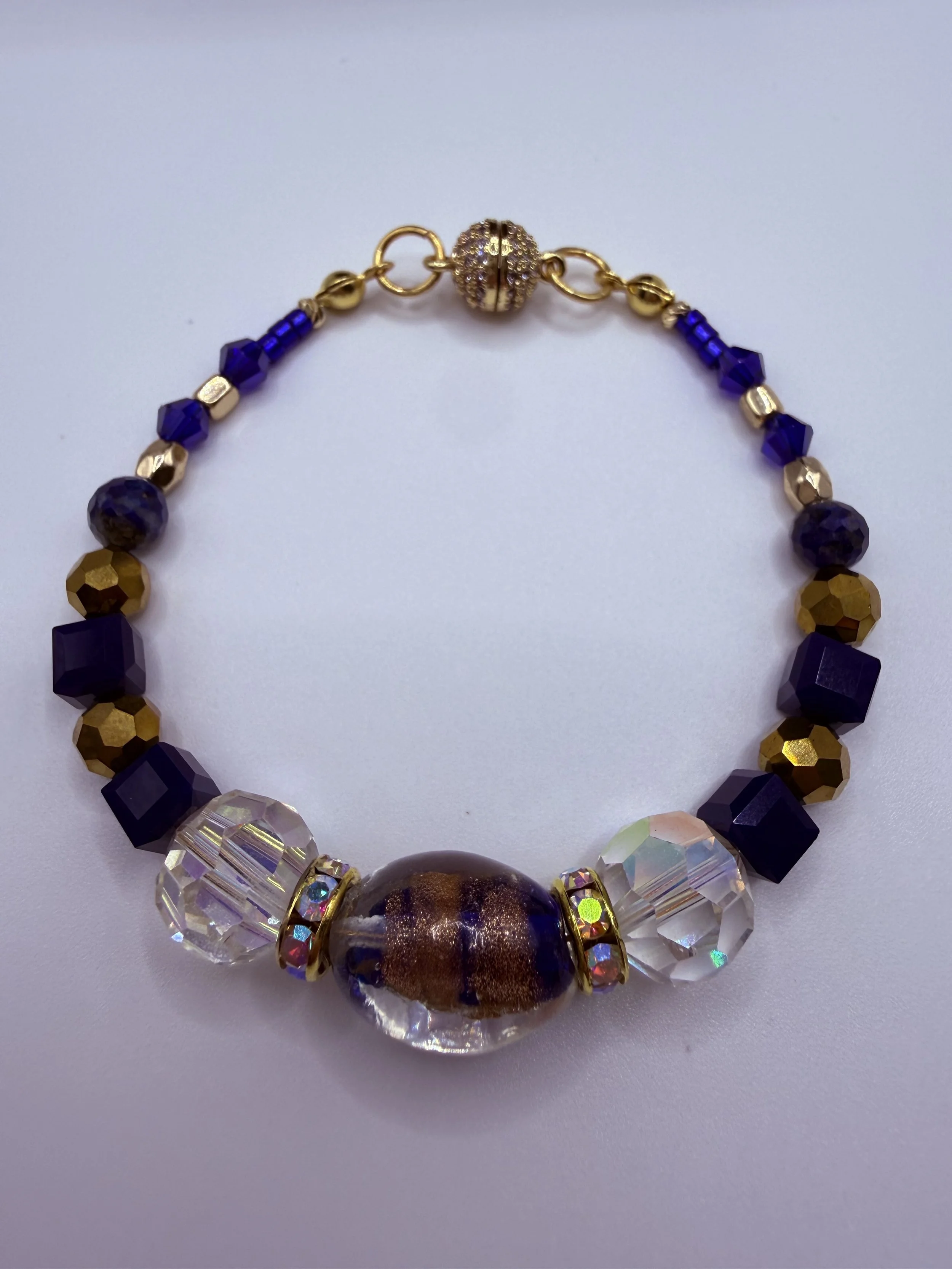 Cobalt and Gold Charm Bracelet