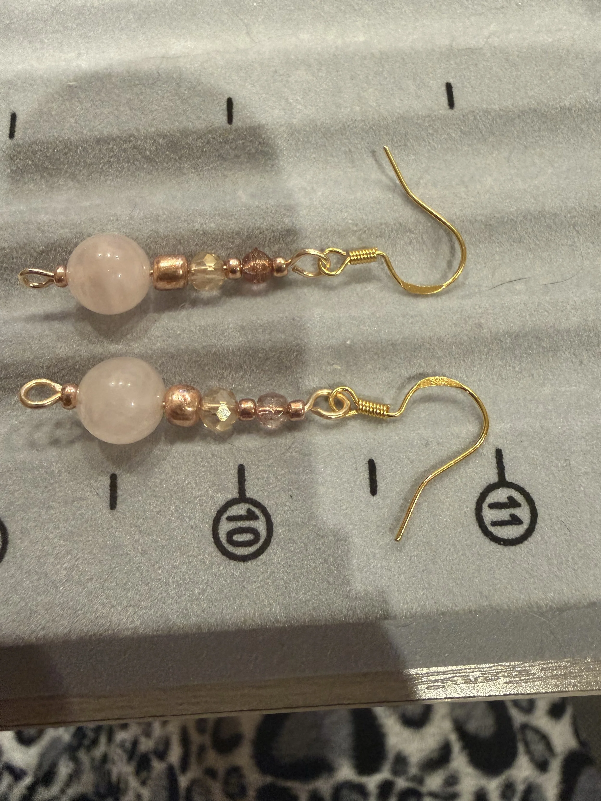 Delicate Rose Quartz and Crystal Earrings