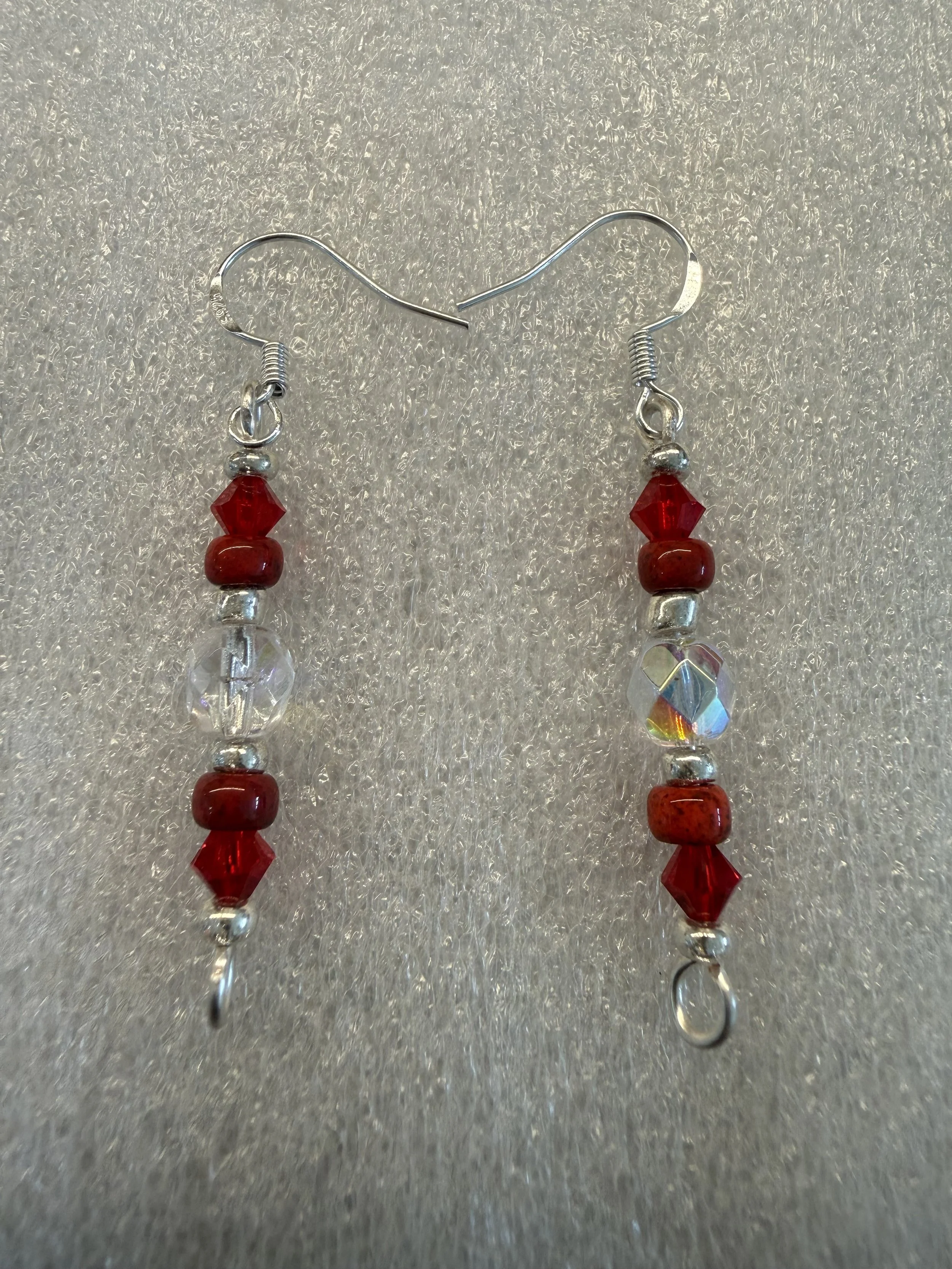 Elegant Red and Clear Crystal Earrings