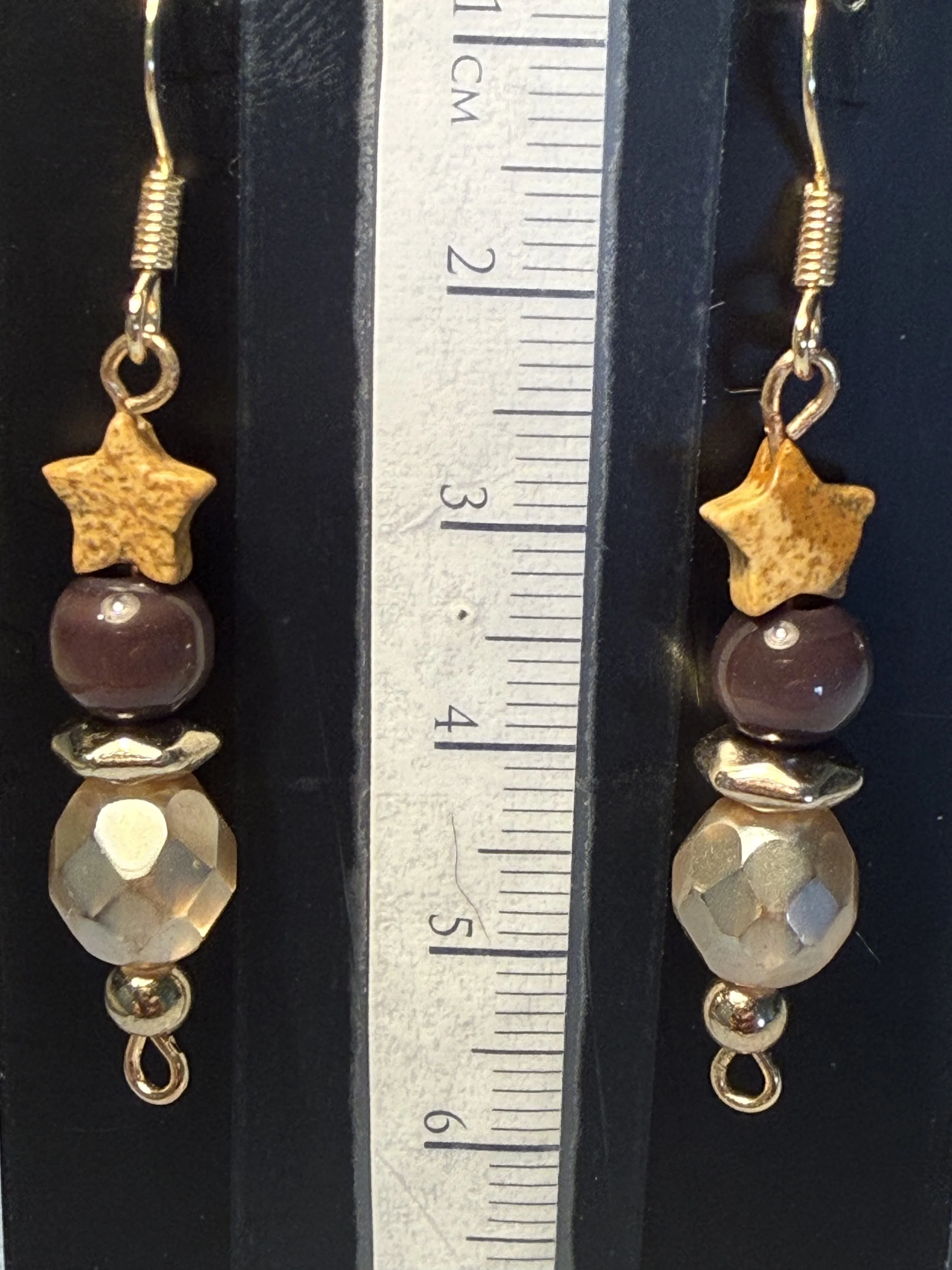 Tiger Eye and Brown Agate Star Earrings