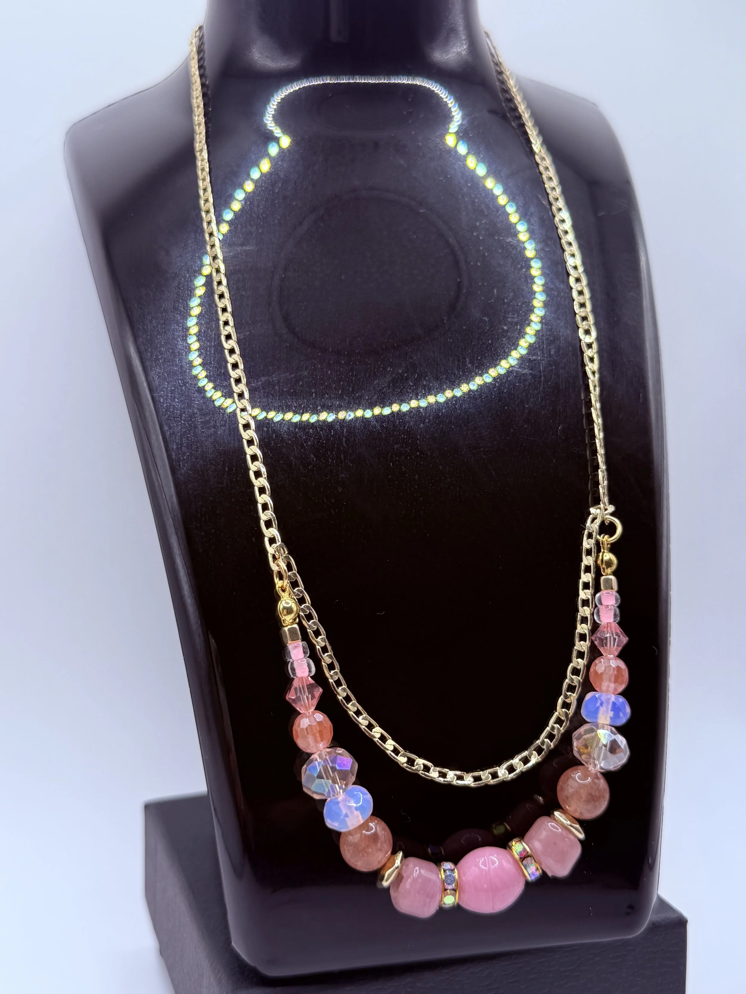Mauve and Strawberry Quartz Elegance Necklace