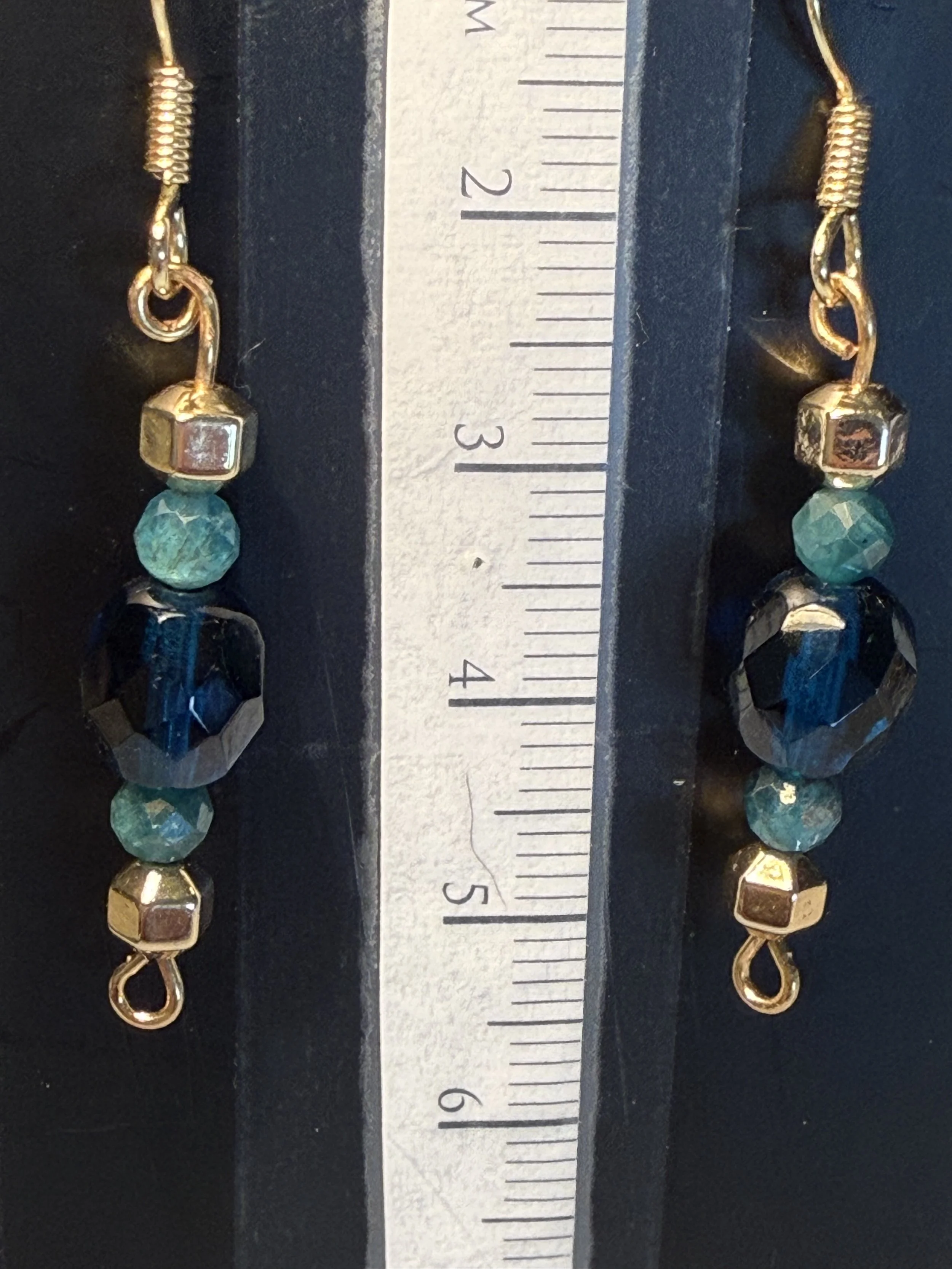 Teal Faceted Crystal Earrings