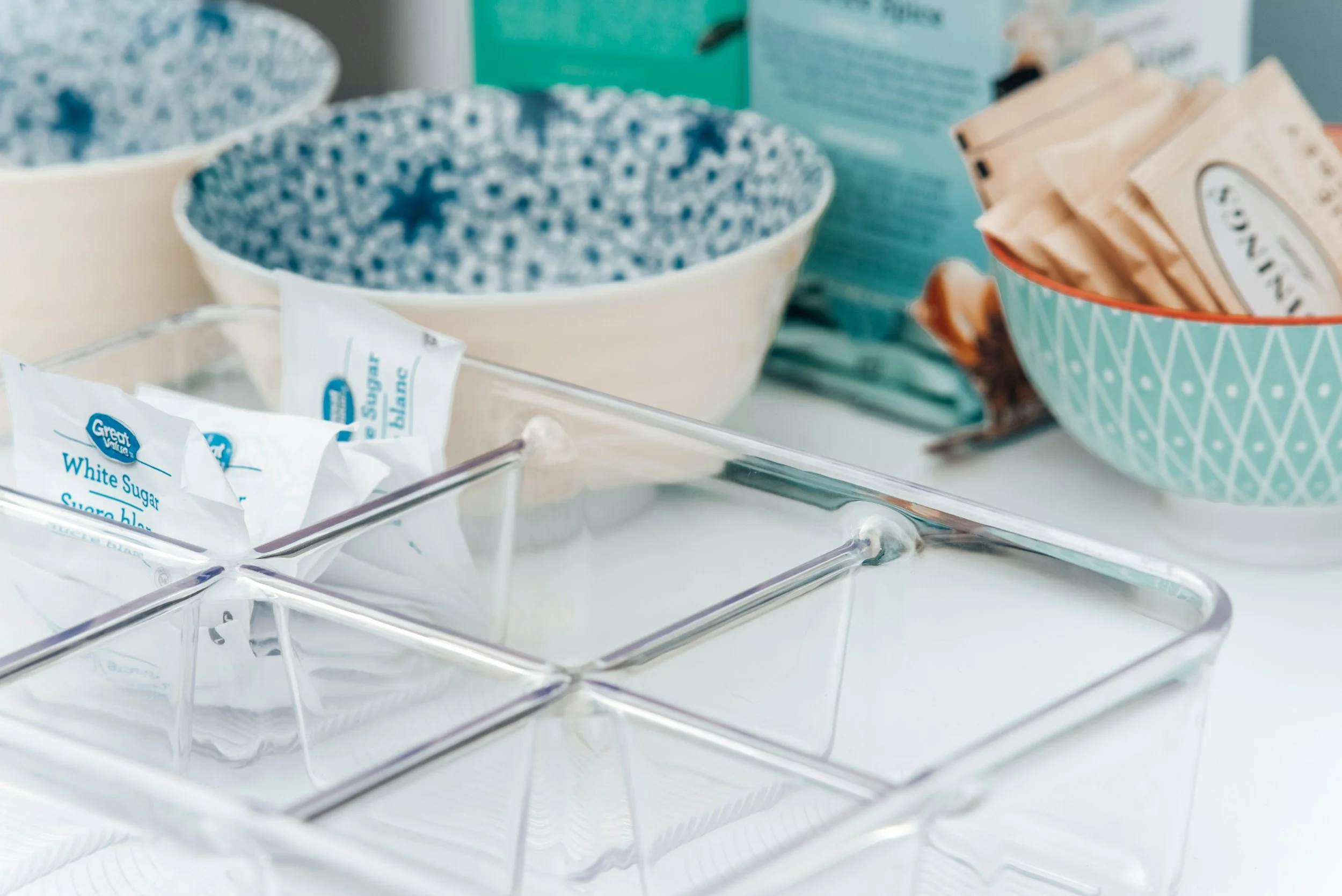 Professional organizing bin or clear container for kitchen or pantry sorting