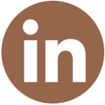 LinkedIn logo with brown background