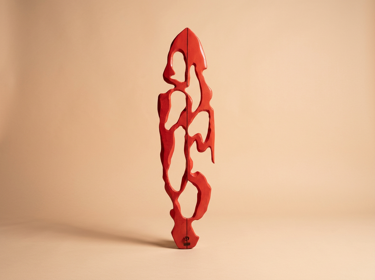 The Crimson Current (Carved Wave Sculpture)